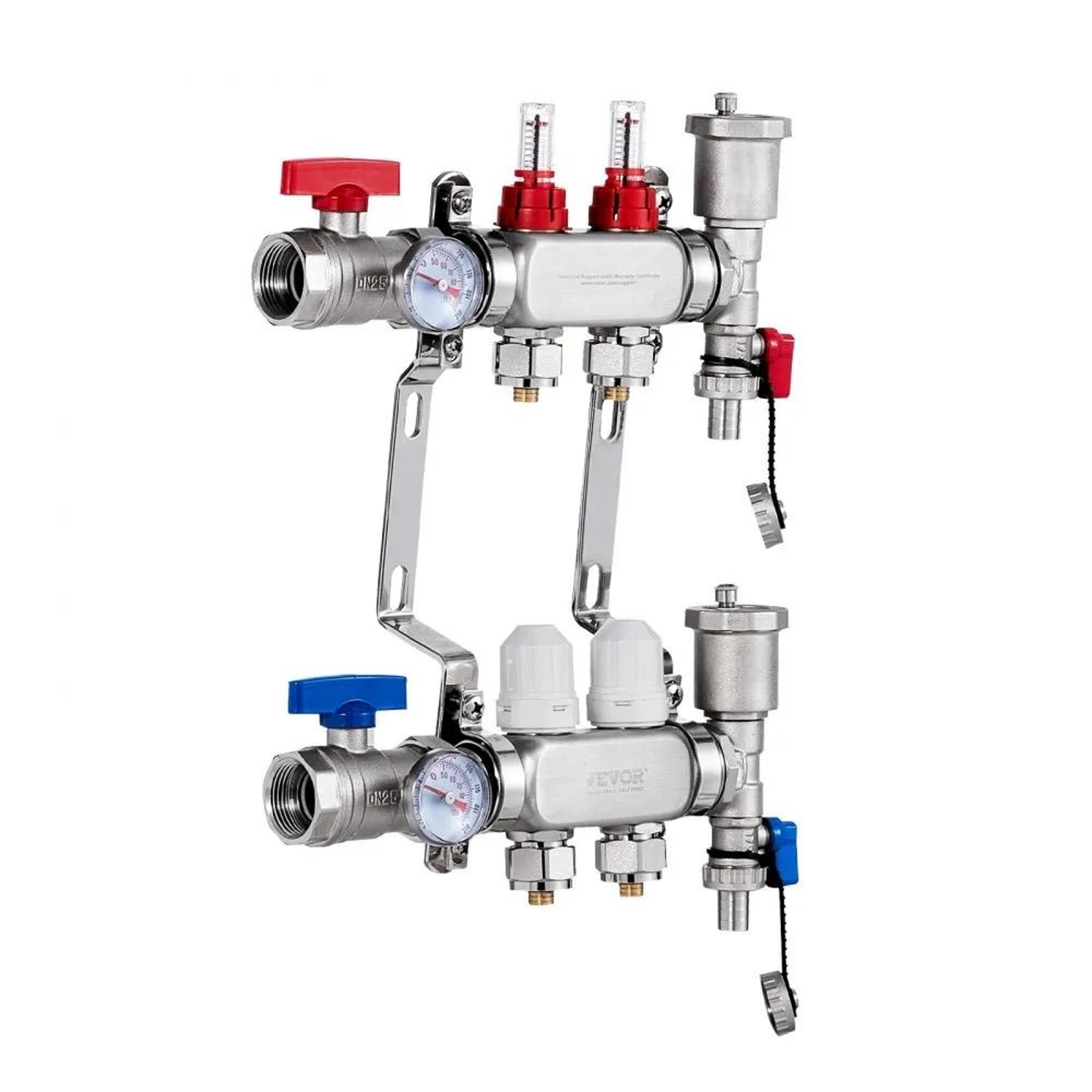 2 branch radiant heat manifold 1/2 inch pex tubing manifold stainless steel hydronic floor heating kit