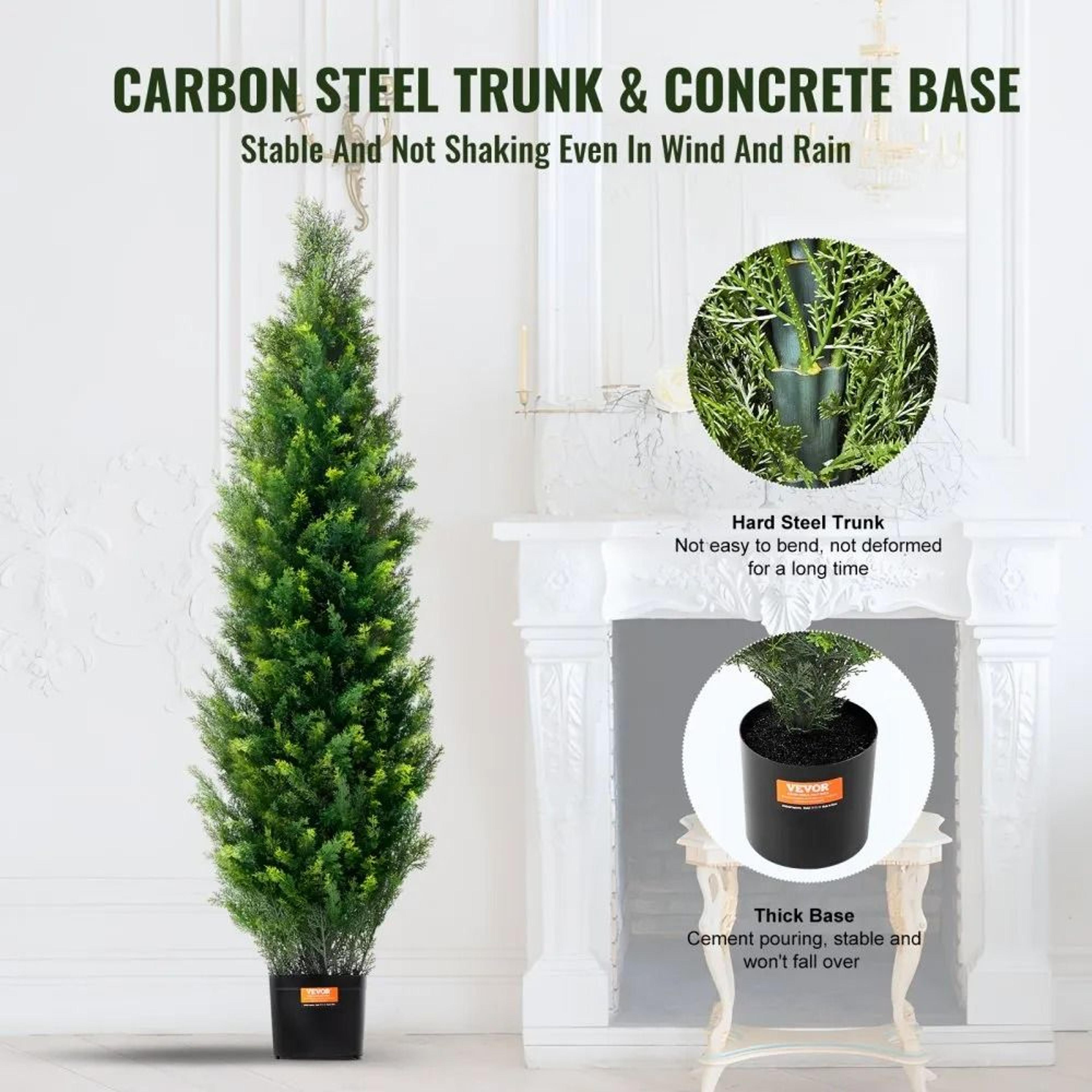 Artificial Cedar Topiary Tree 48 Inch Tall 2 Pack UV Rated Faux Evergreen Plant With Pots 1