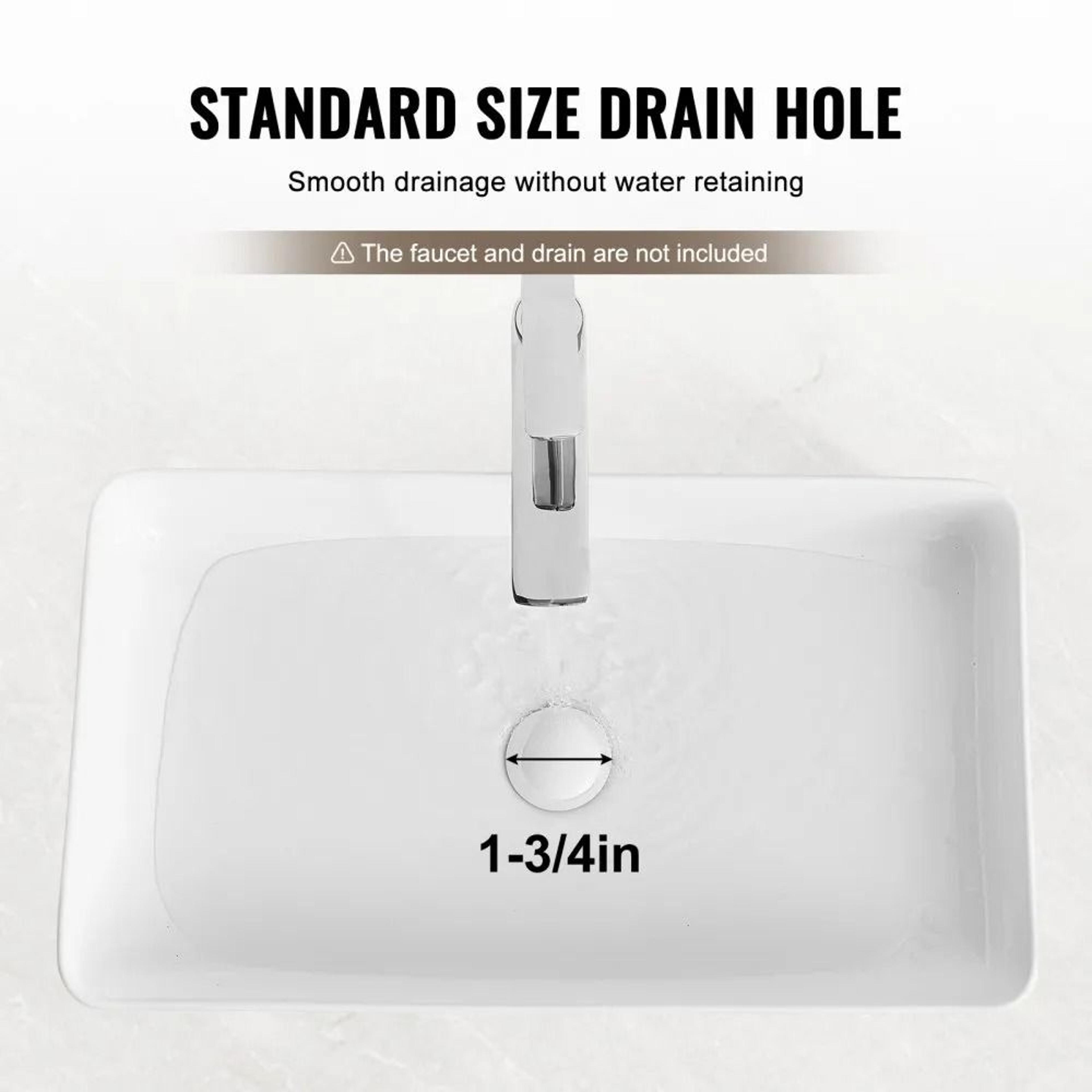 Rectangle Vessel Sink 24 X 138 Inch White Ceramic Countertop Bathroom Sink Modern Design 5