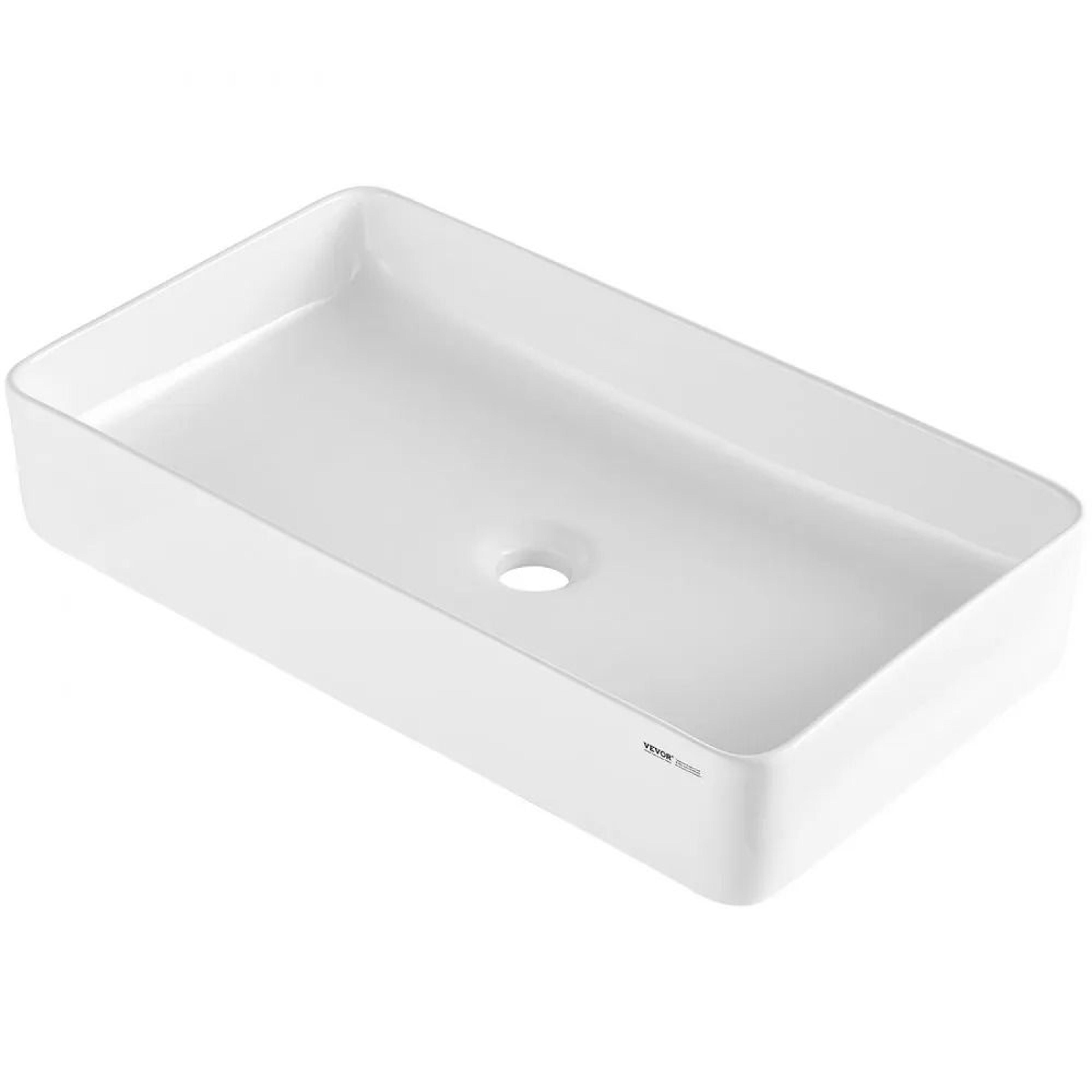 Rectangle Vessel Sink 24 X 138 Inch White Ceramic Countertop Bathroom Sink Modern Design 8