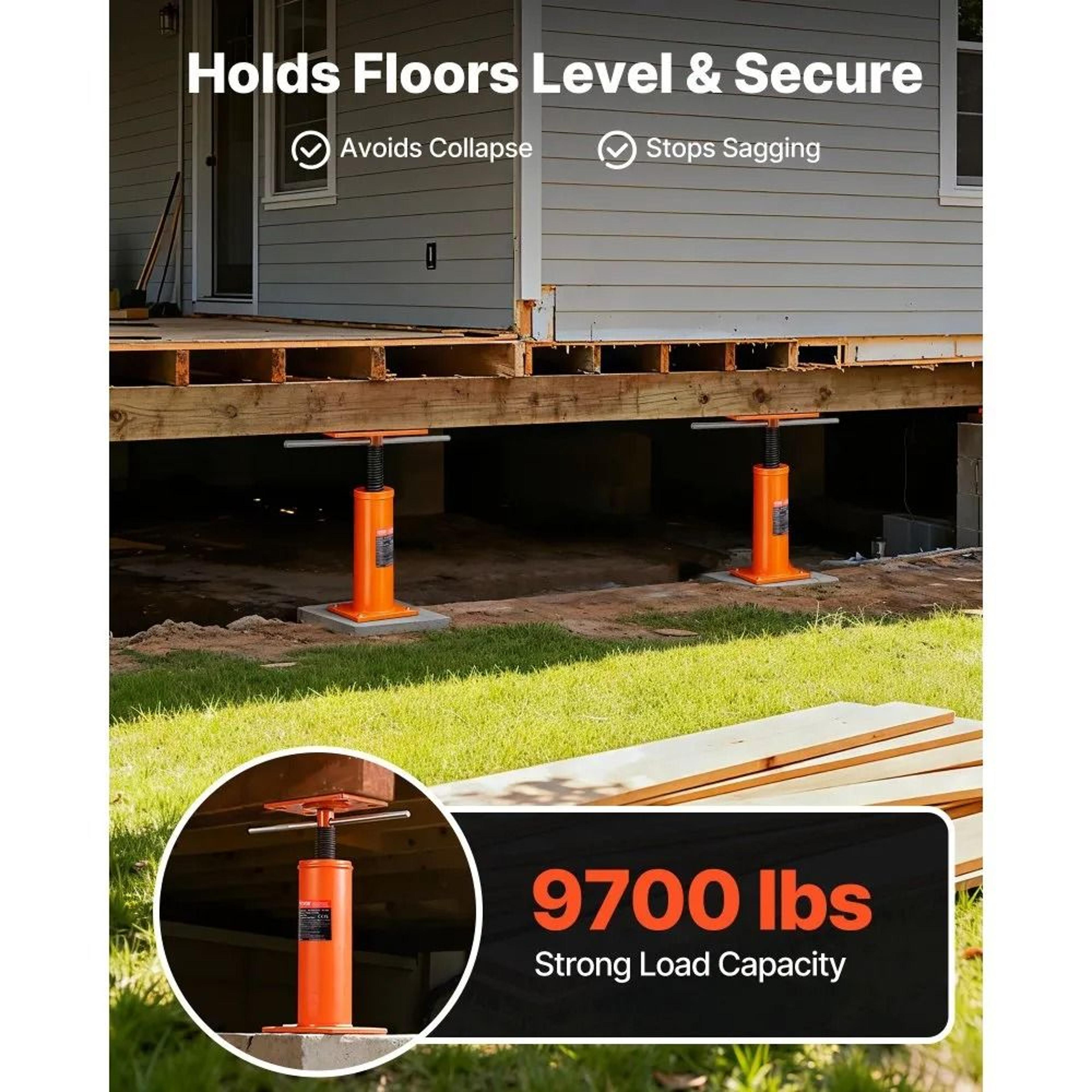 House Floor Jack Adjustable Support Beam Jack Post 9700 Lbs Capacity For Temporary Support 2