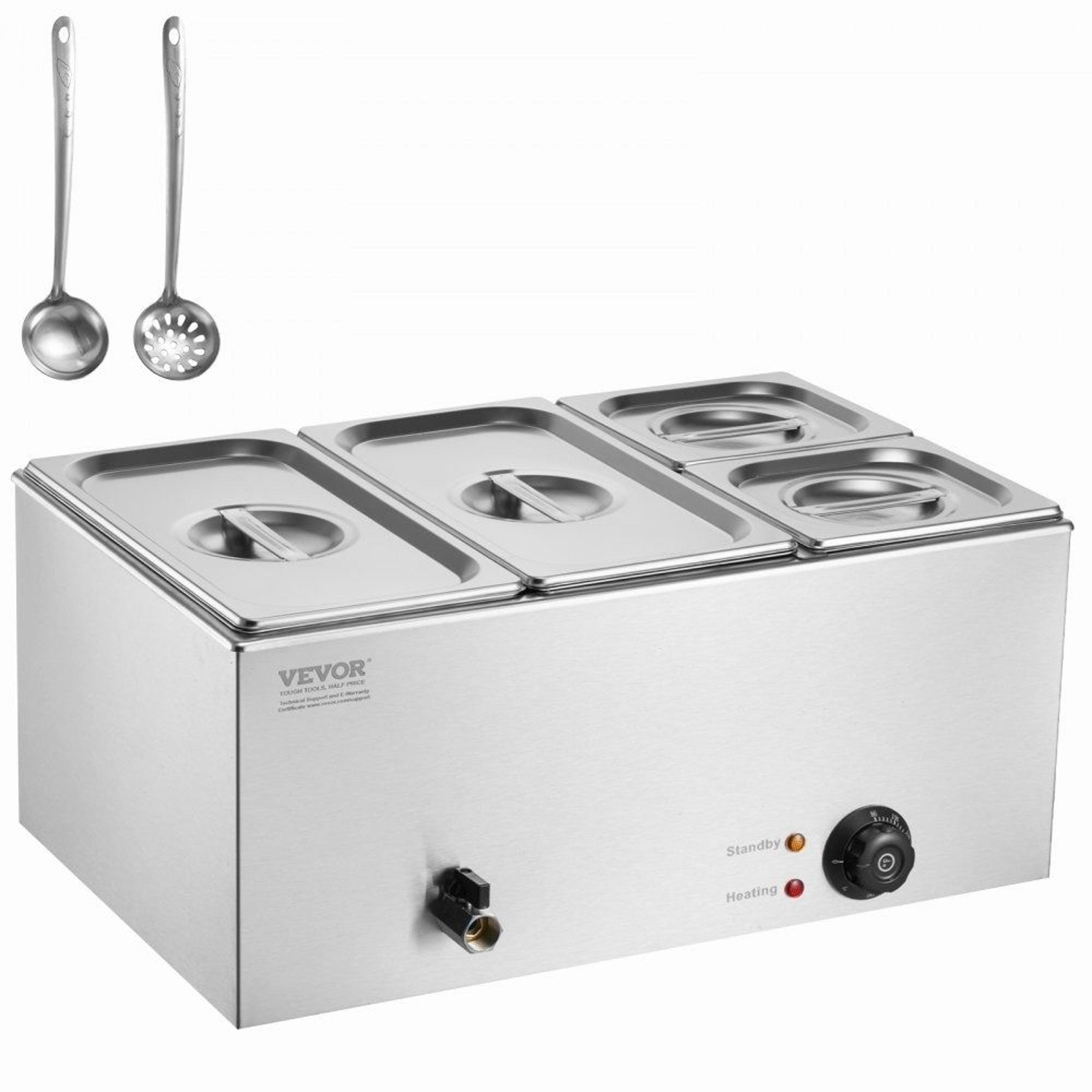 4 pan commercial food warmer 16.4qt electric steam table stainless steel buffet bain marie