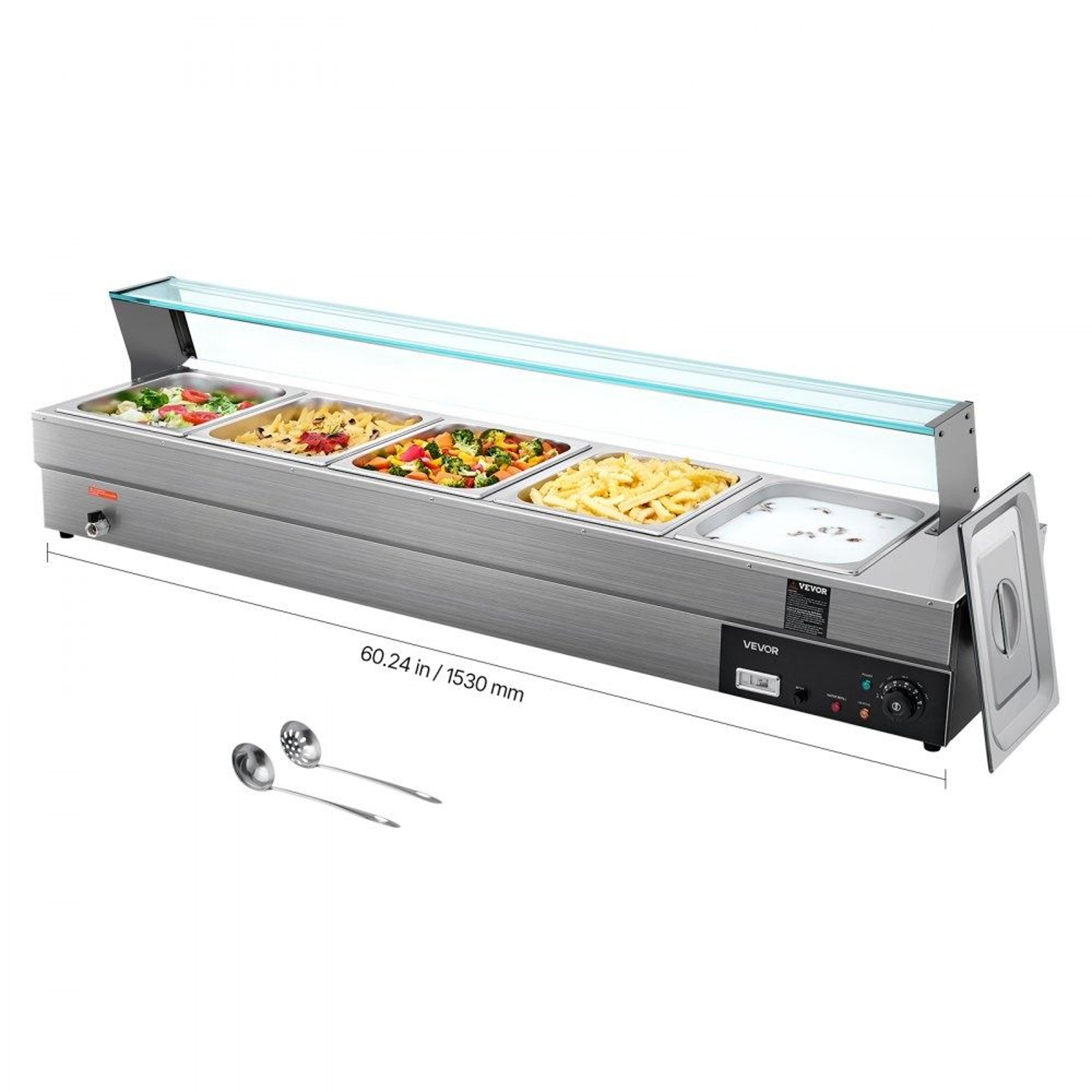 60qt commercial food warmer 5 pan electric steam table stainless steel buffet warmer