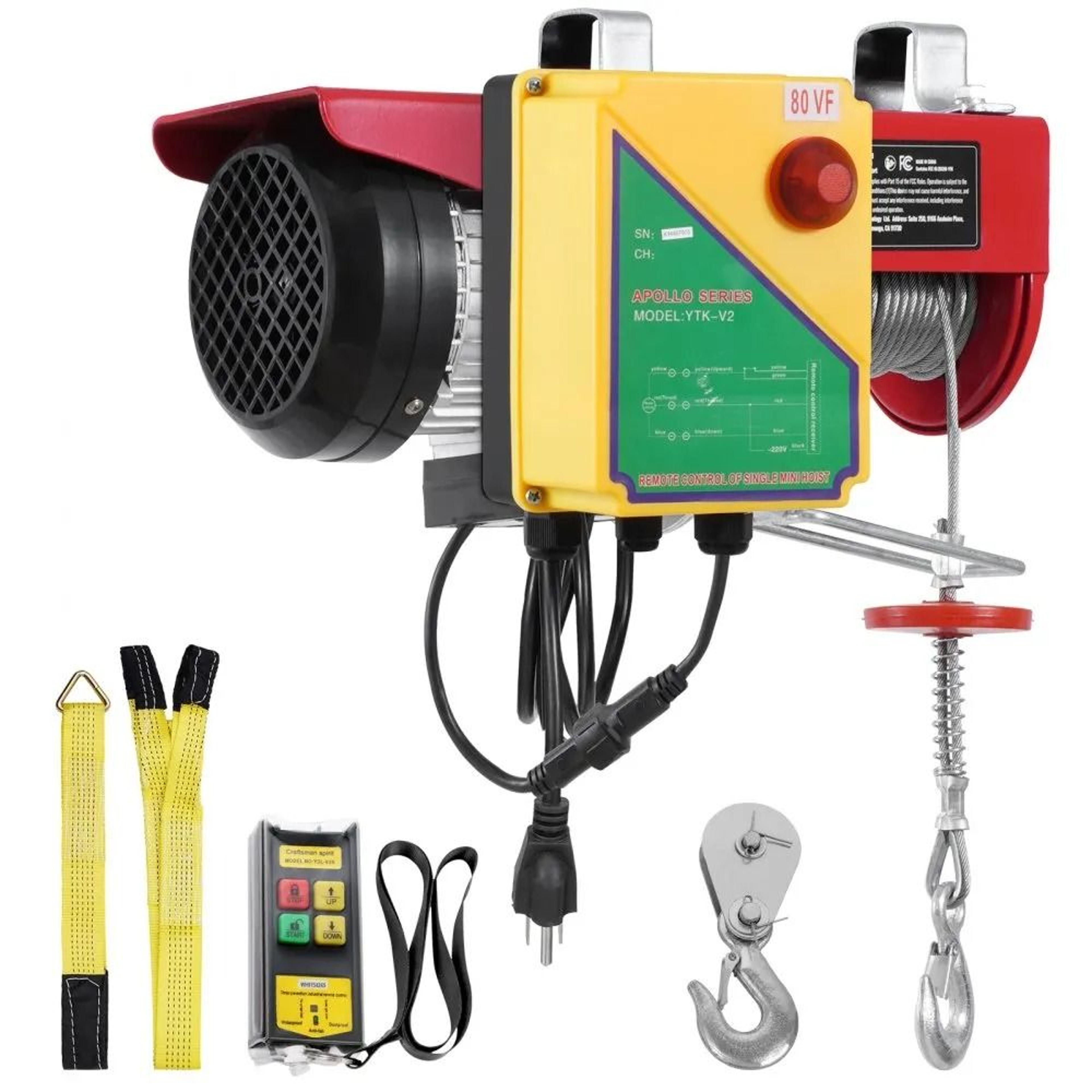 electric hoist 1760 lbs wireless remote control lift hoist with single double cable for garage and warehouse