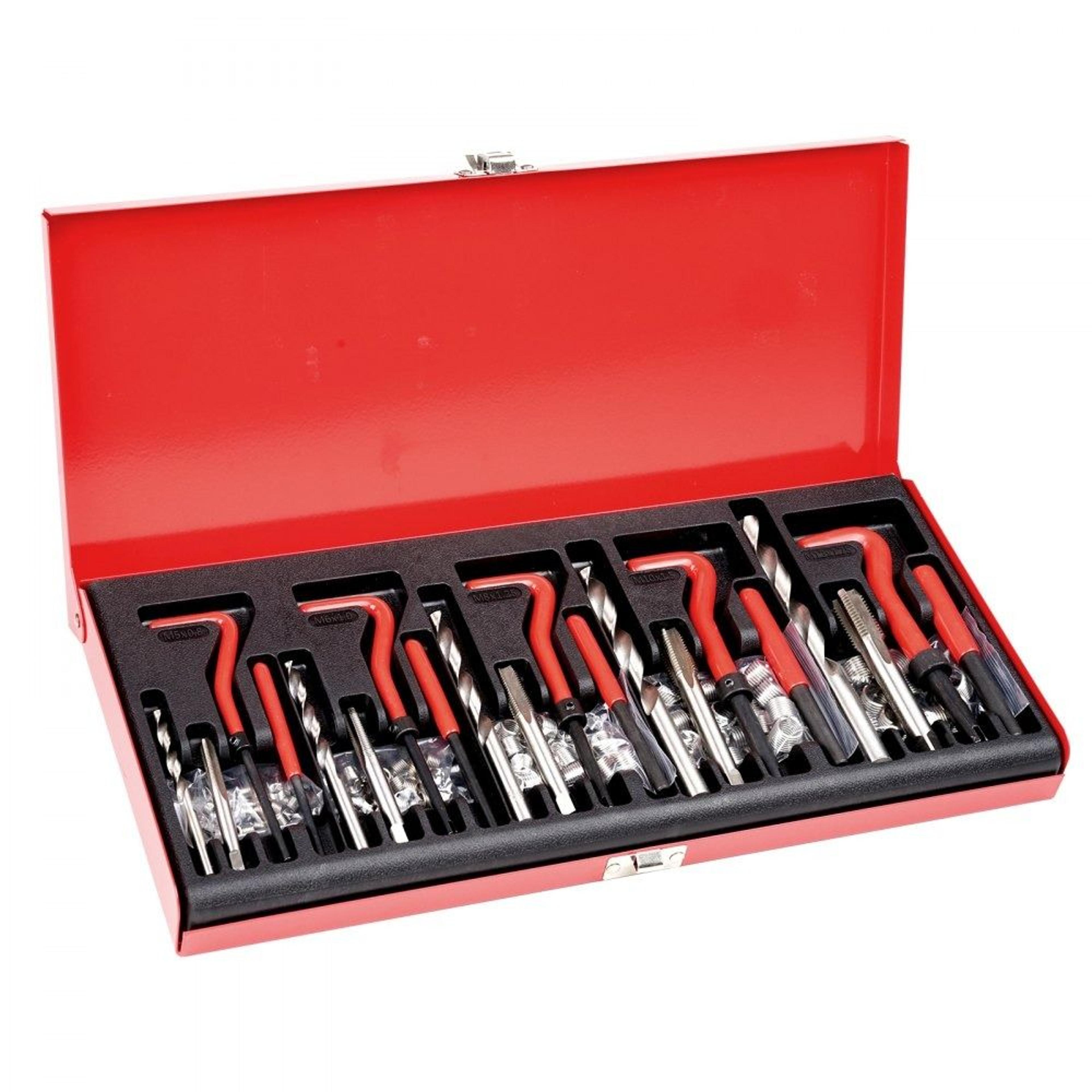 166 piece metric helicoil thread repair kit with hss drill bits and stainless steel inserts