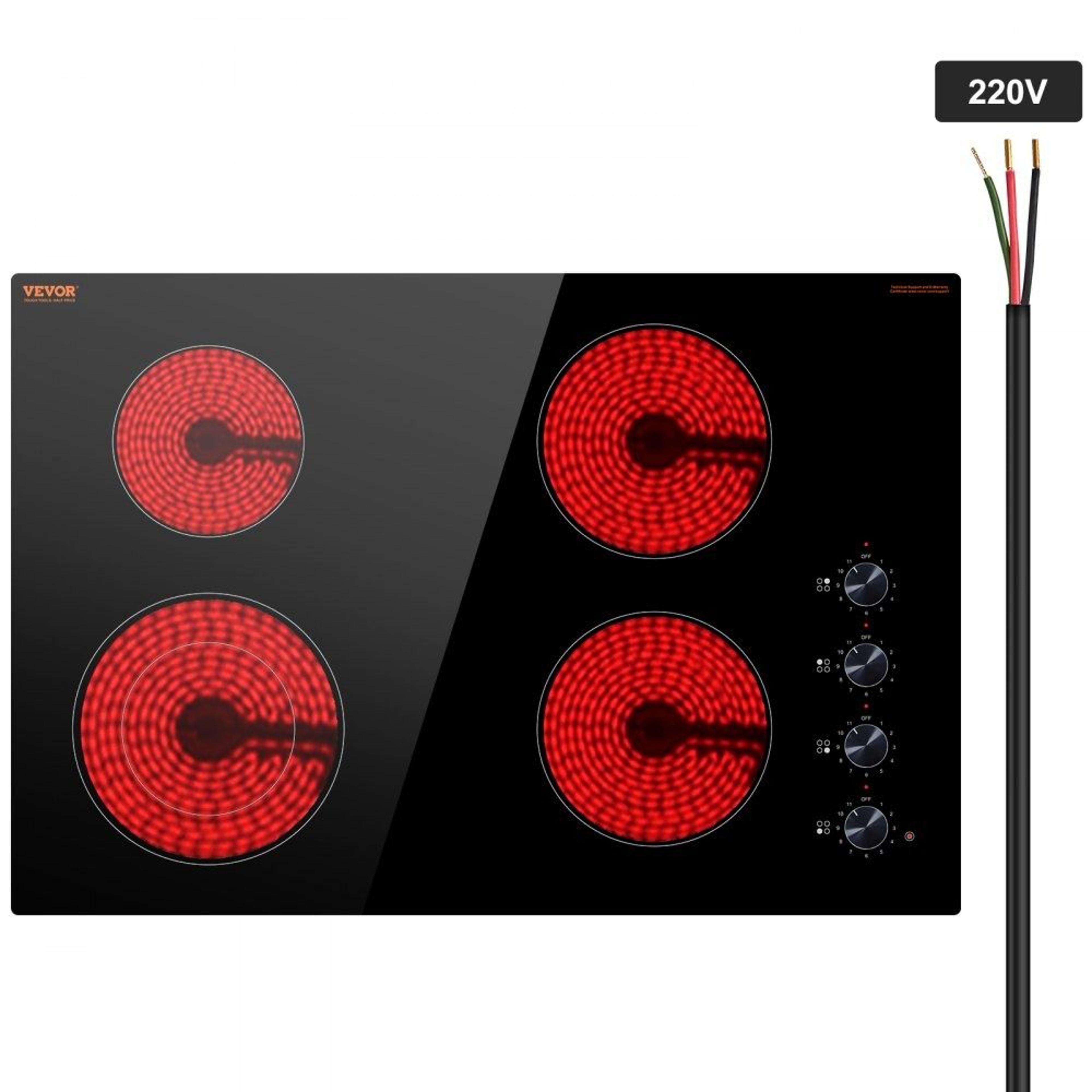 30 inch electric cooktop 4 burner radiant ceramic stove top with knob control