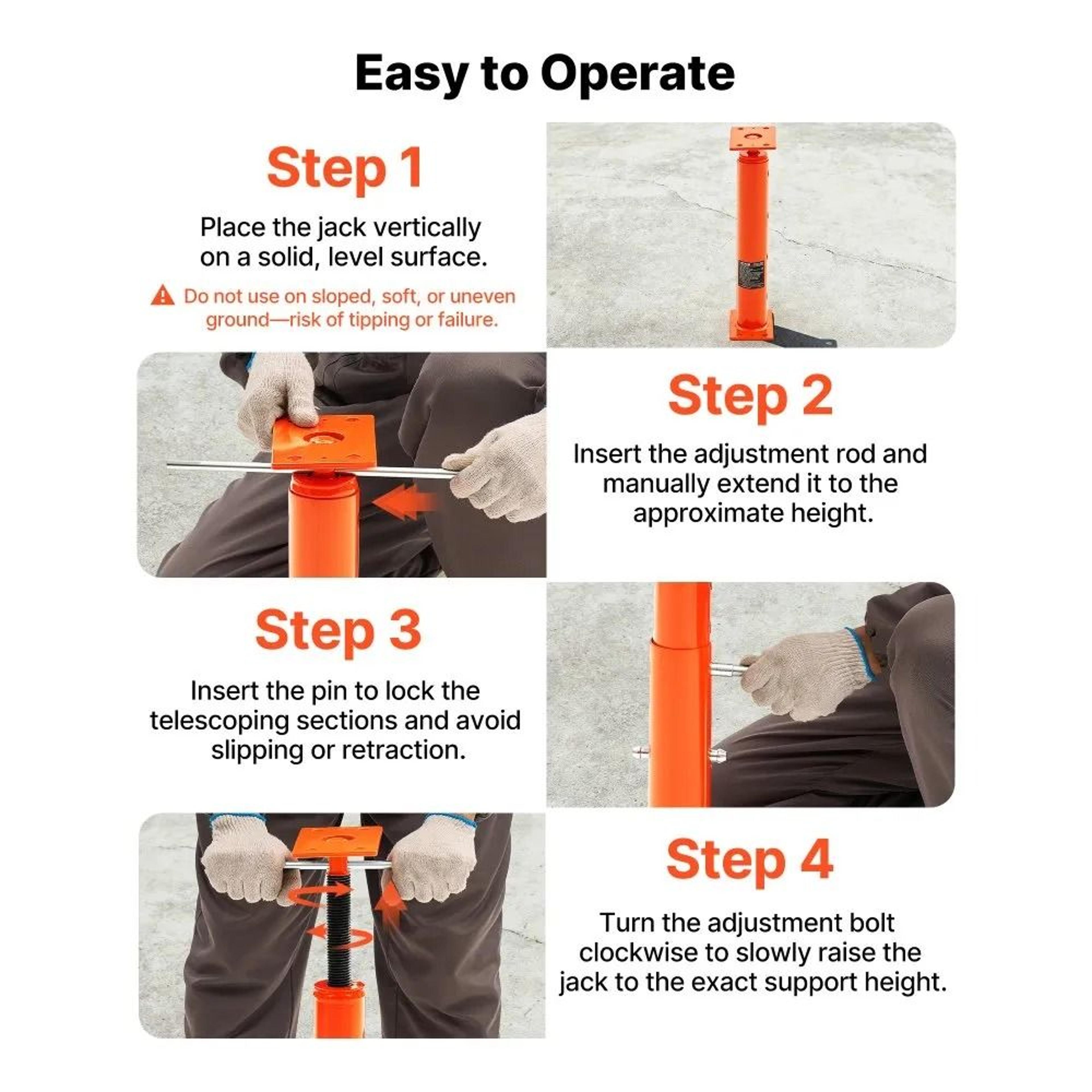 Adjustable House Floor Jack 19 To 36 Inch Steel Basement Support Post 18000 Lb Capacity 6