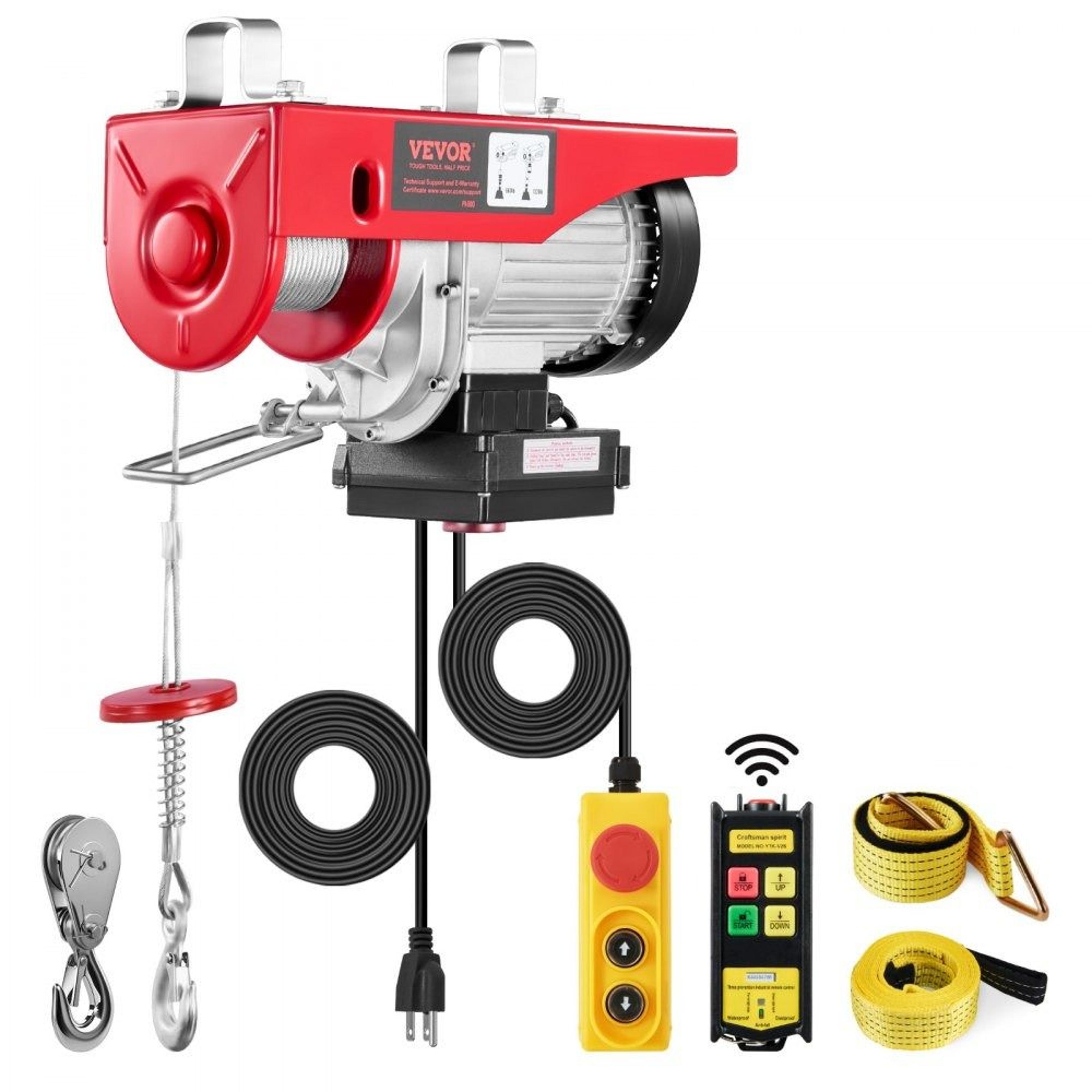 electric hoist 1320 lb capacity with wireless and wired remote control