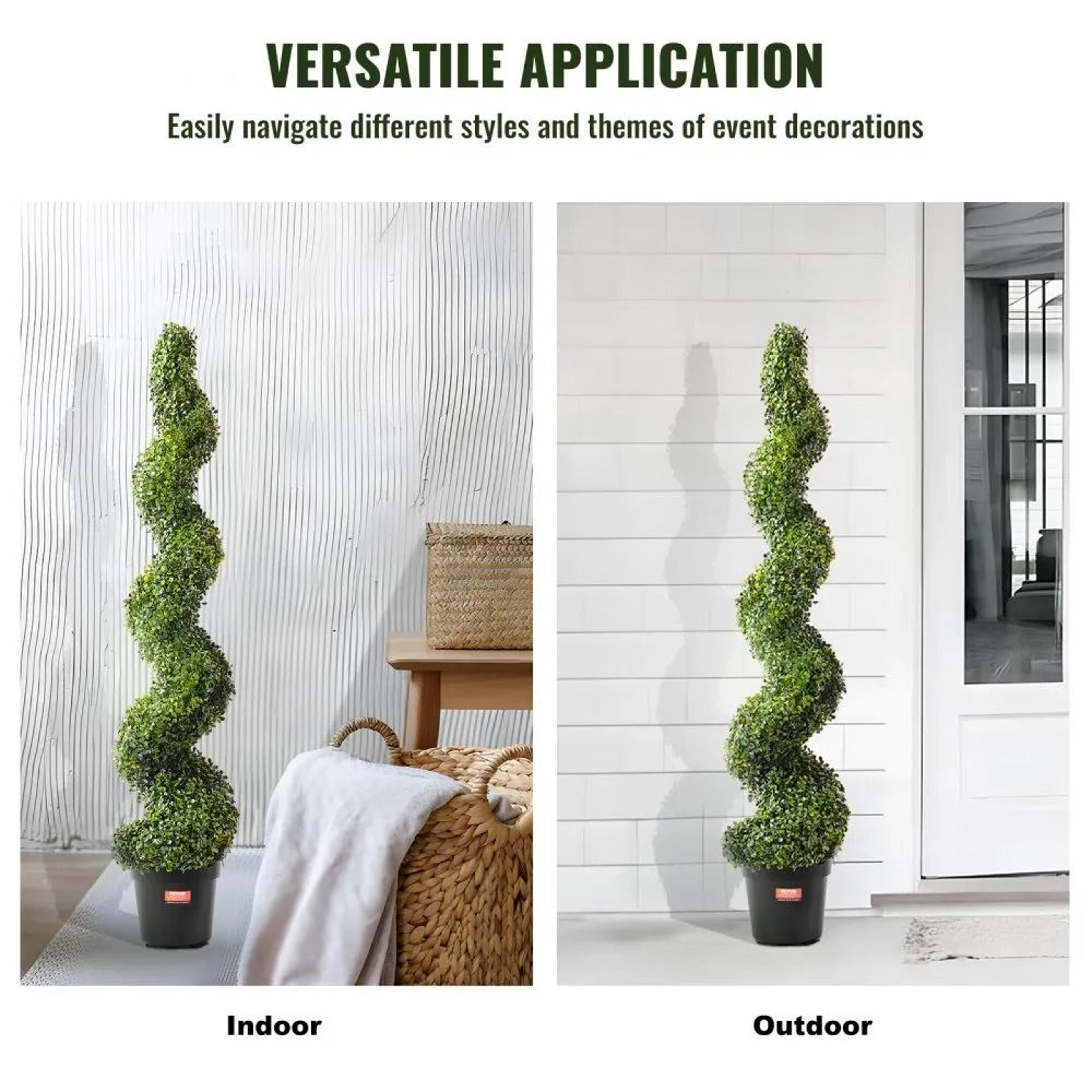 Artificial Boxwood Topiary Trees 60 Inch Spiral Faux Plants Set Of 2 4