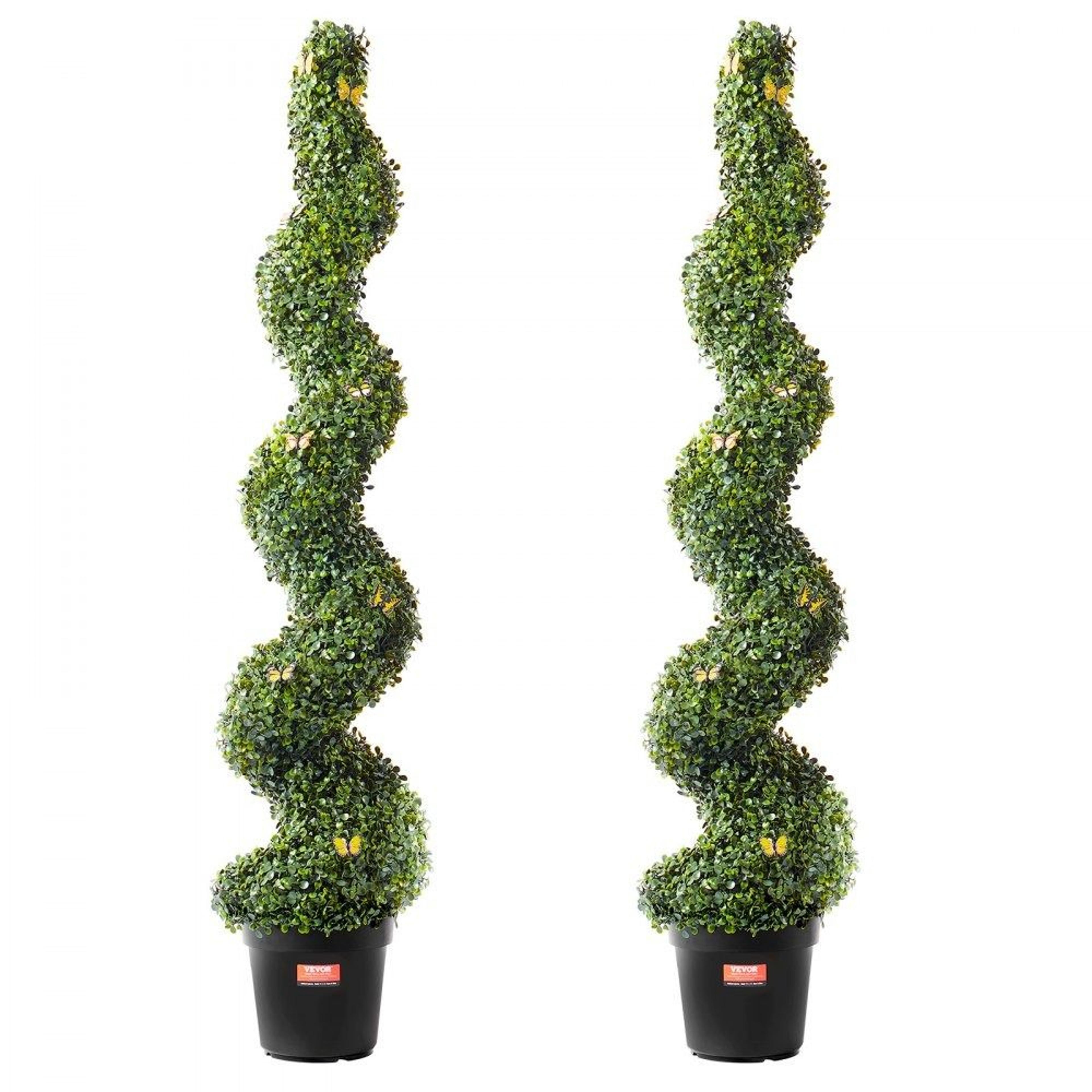 artificial boxwood topiary trees 60 inch spiral faux plants set of 2