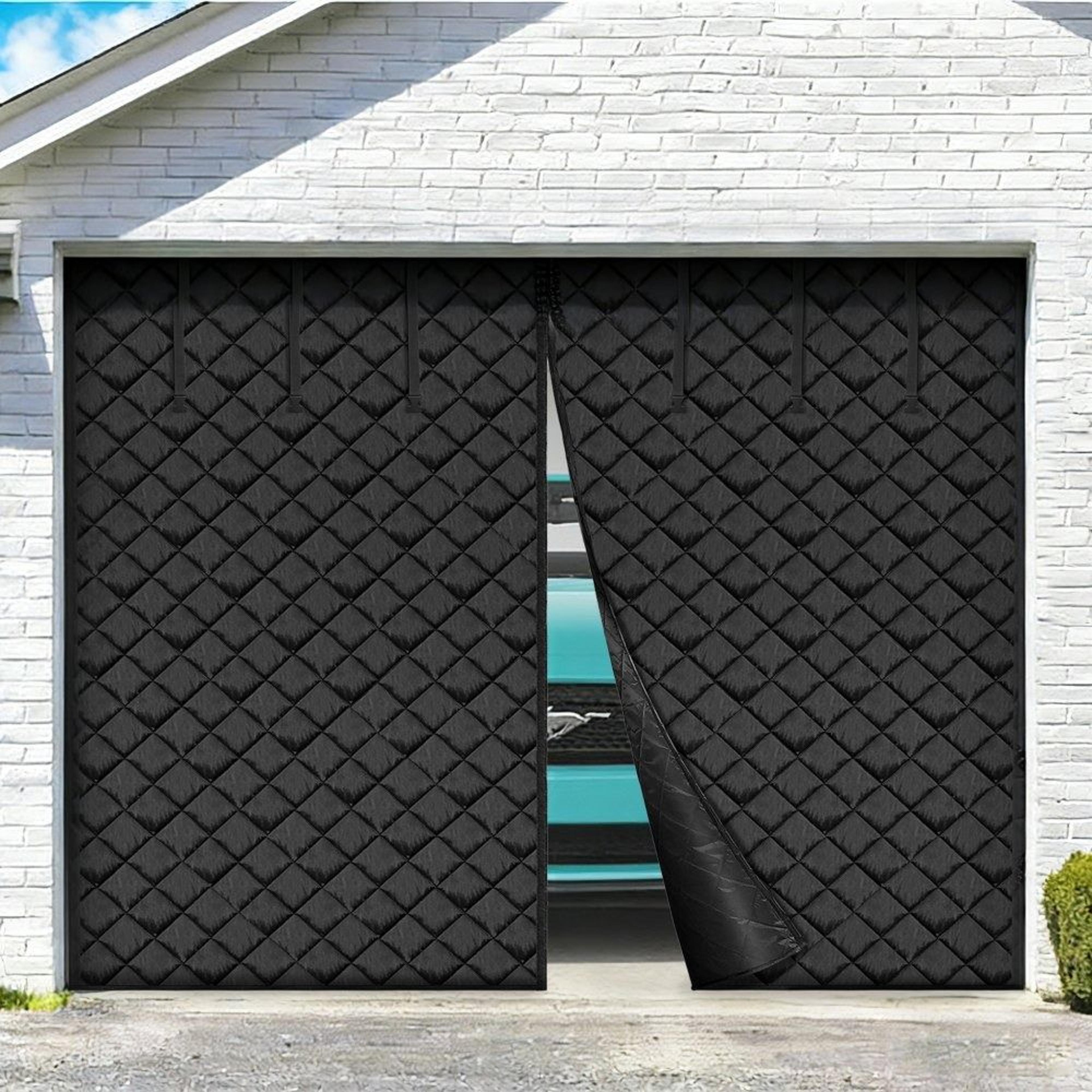 magnetic garage door insulation curtain with 300d oxford fabric weighted bottom