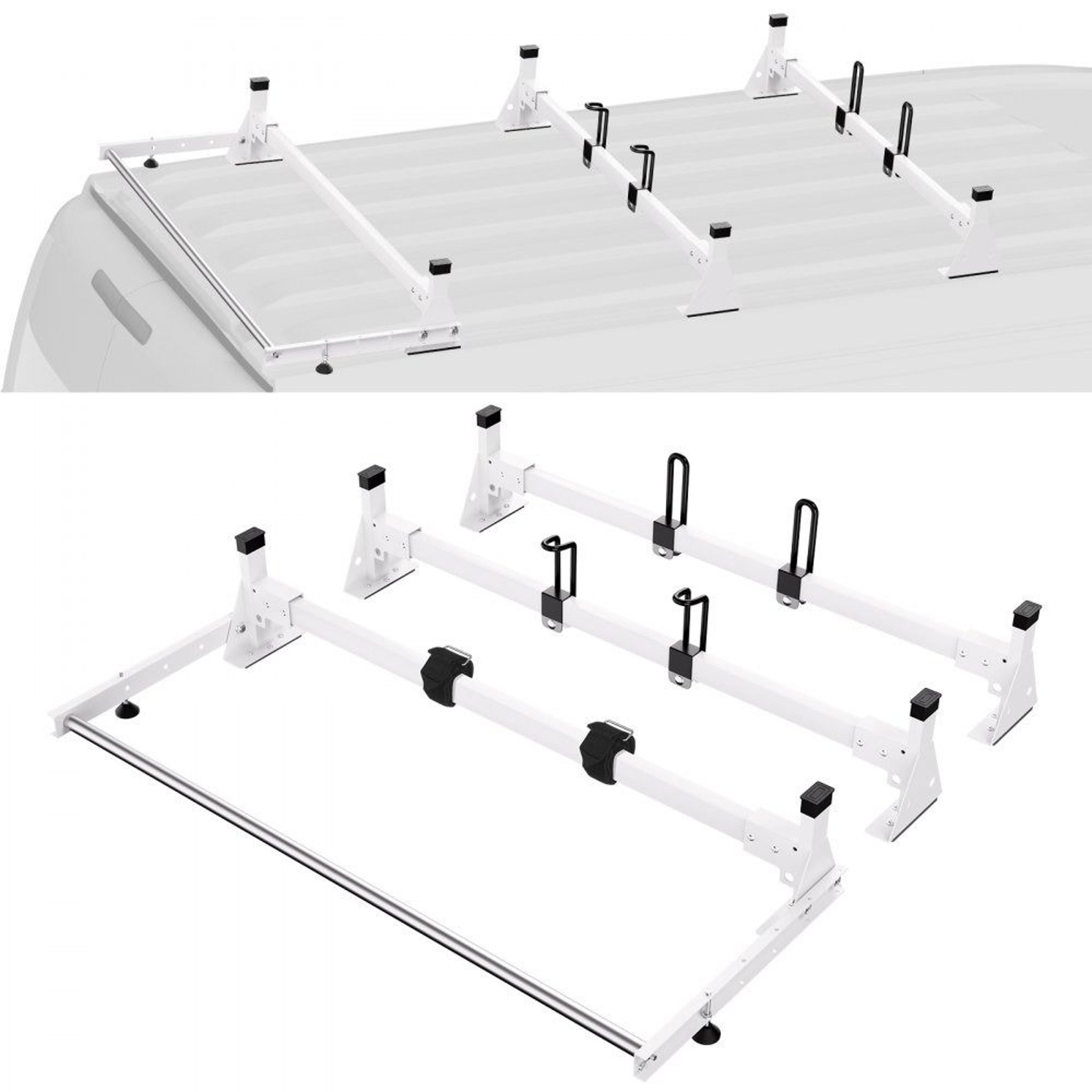 heavy duty van ladder rack 54 inch 3 crossbar steel roof rack with rear cargo roller