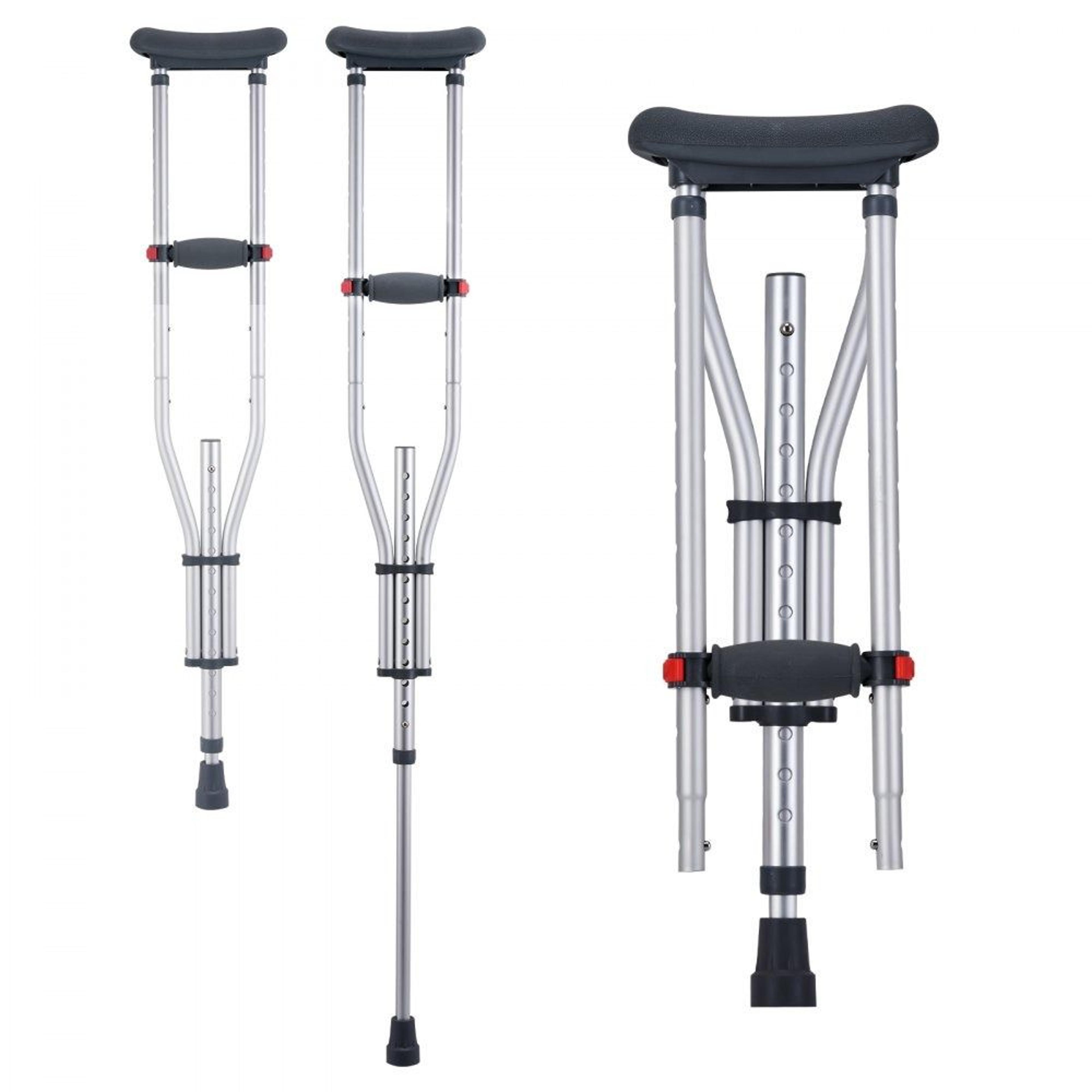 adjustable aluminum underarm crutches with soft pads and non slip foot pads
