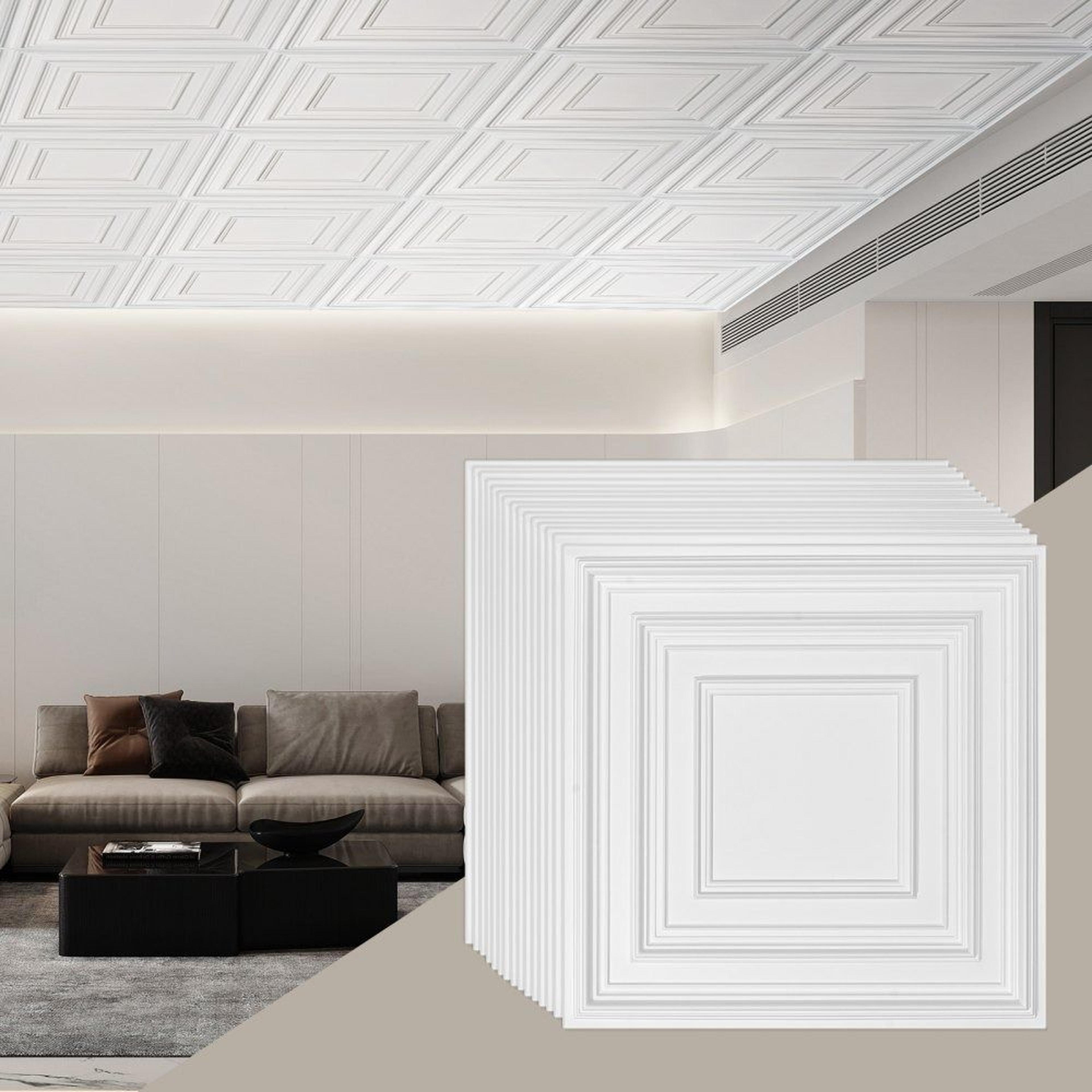 pvc drop ceiling tiles 24 x 24 inch white peg pattern 12 pack