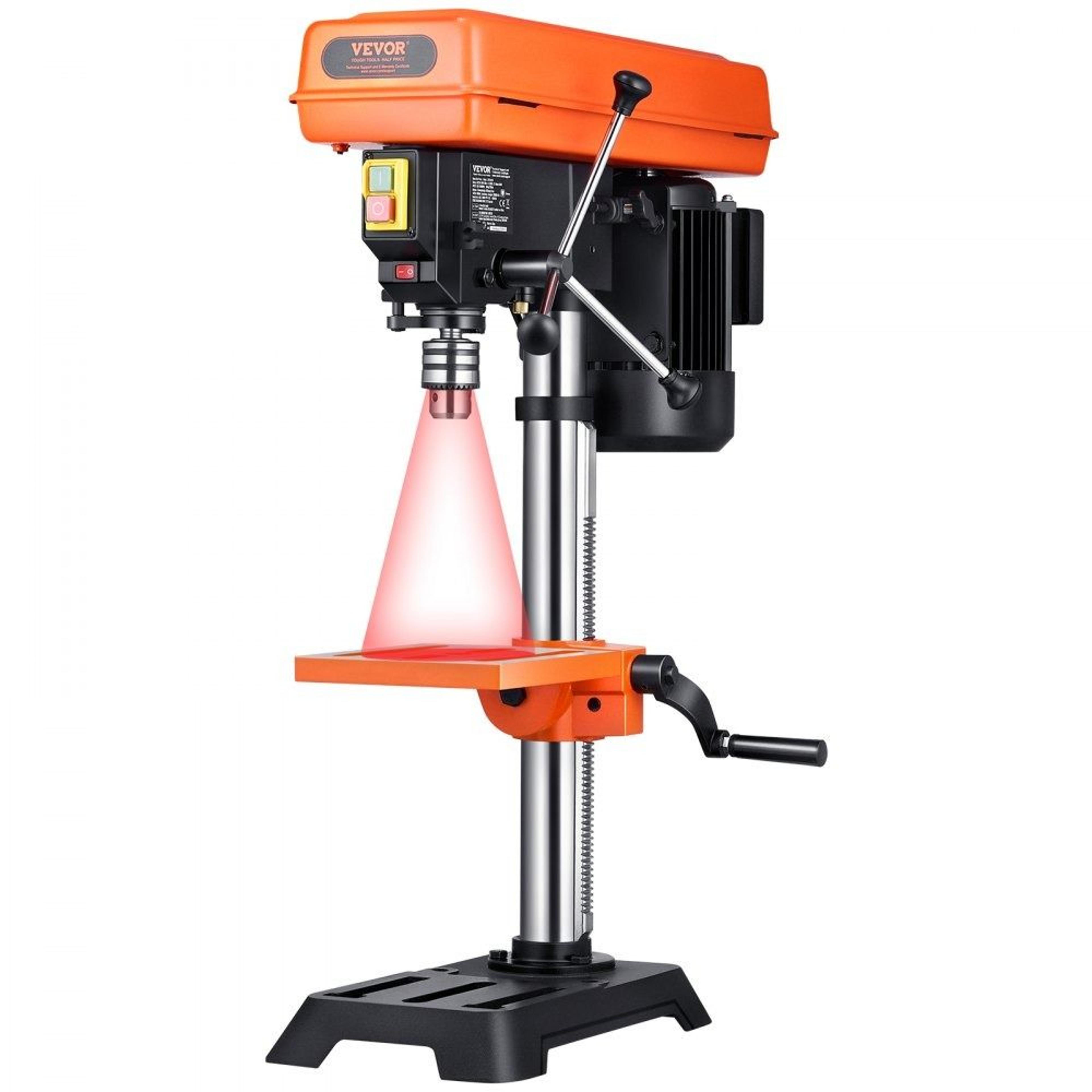 10 inch benchtop drill press with 6.2a motor 5 speed control and led work light