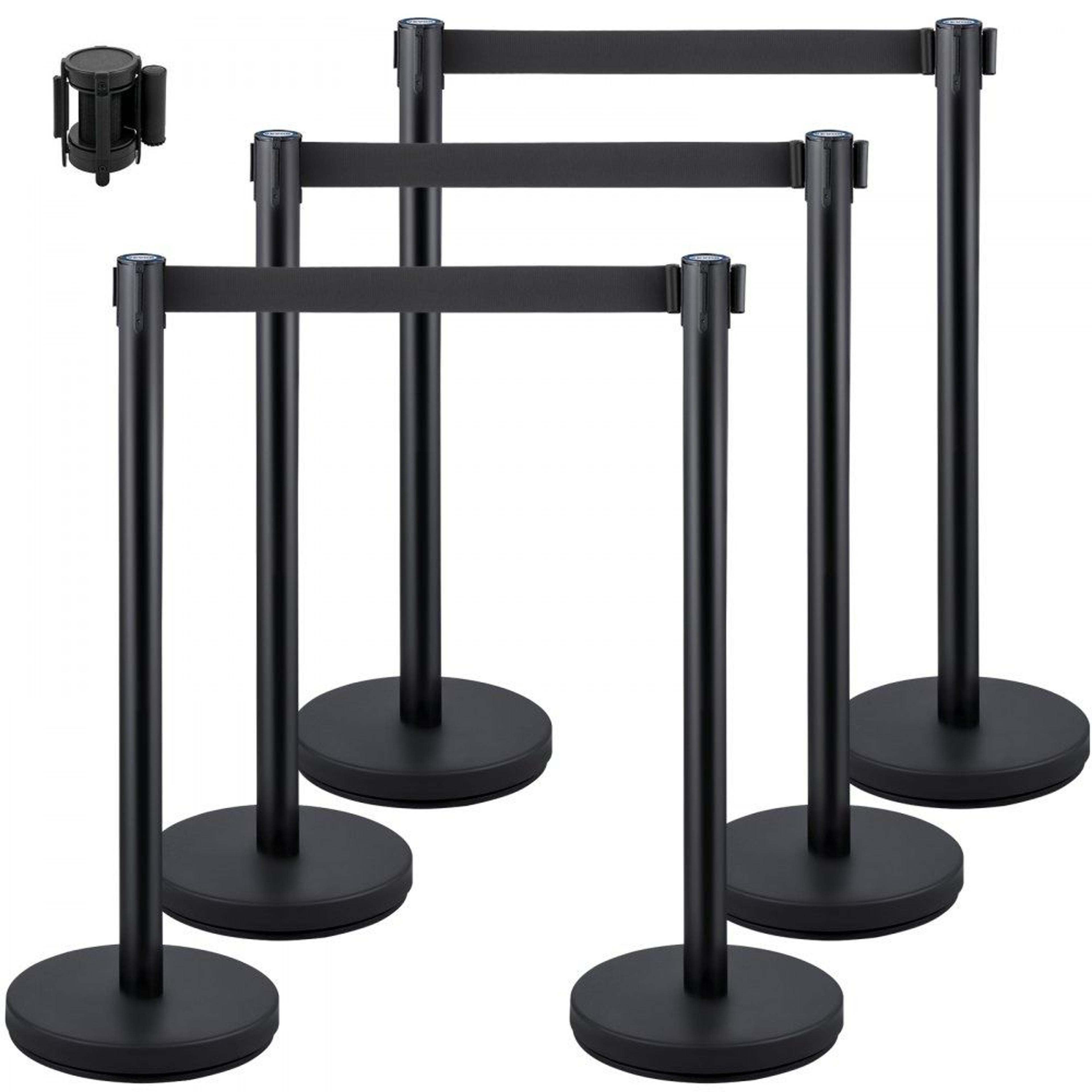 crowd control stanchions 6 pack with retractable belts and heavy duty bases