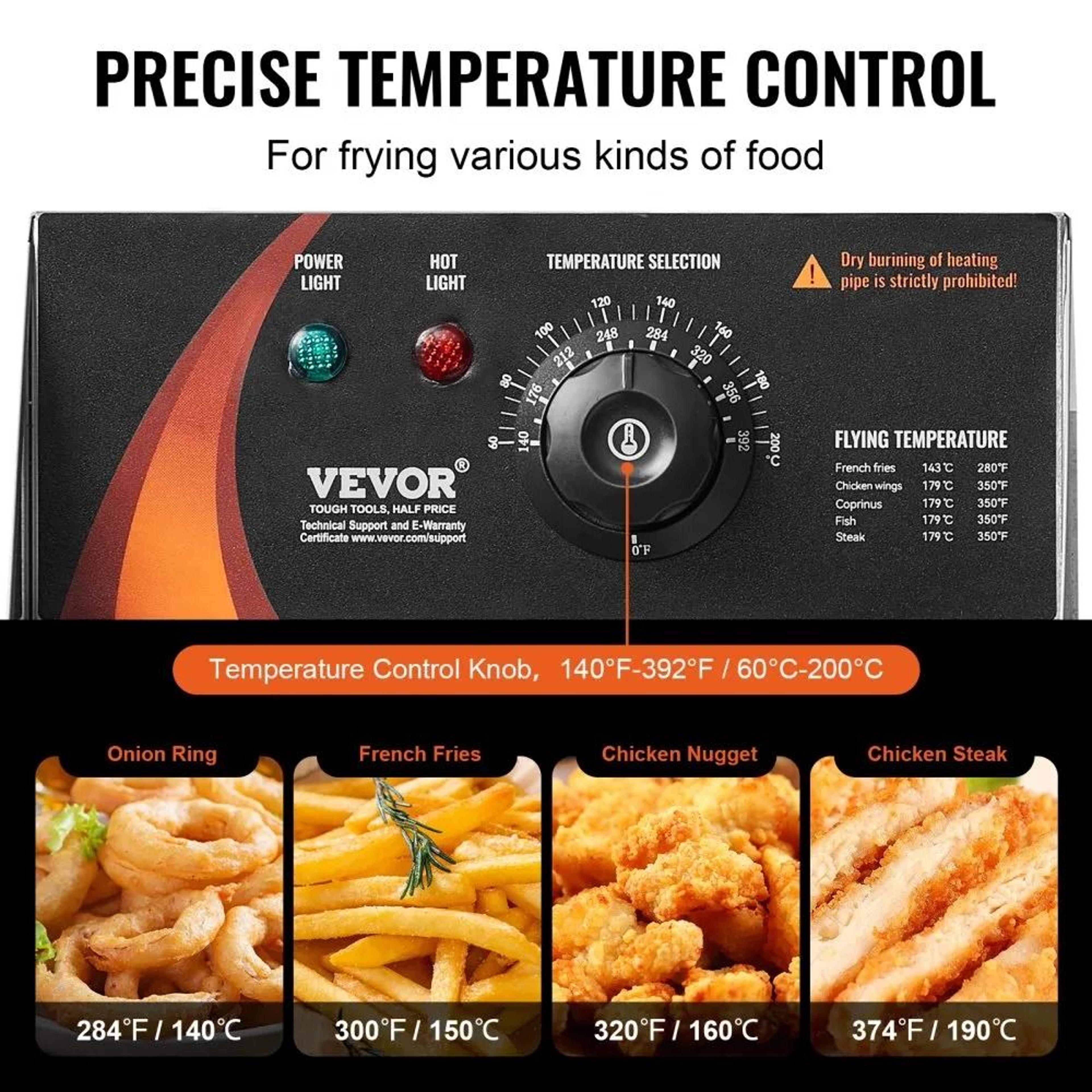Commercial Electric Deep Fryer 3000W Stainless Steel Fryer With 3 Removable Baskets 5