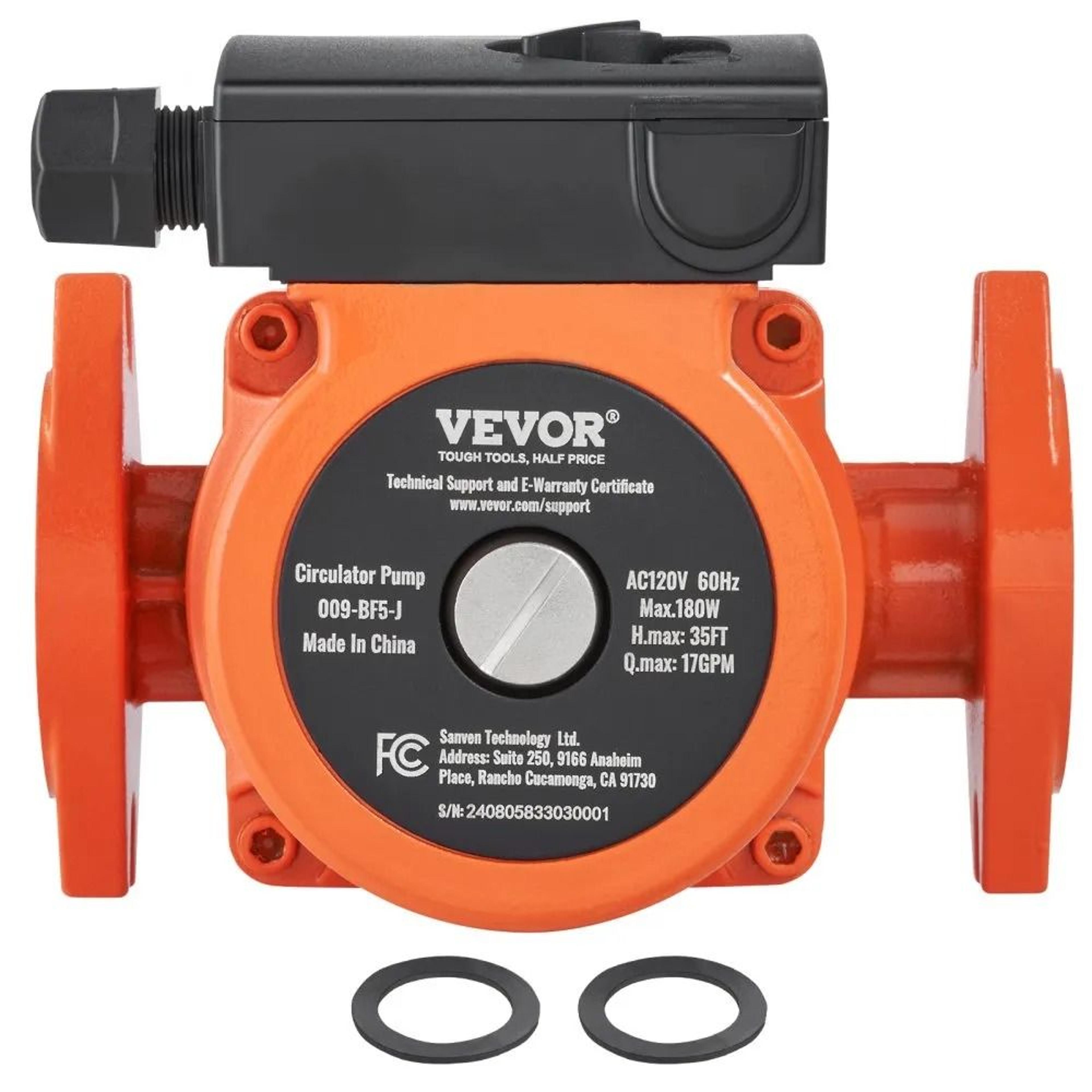 hot water recirculating pump 17 gpm 180w 3 speed 3/4 inch flange