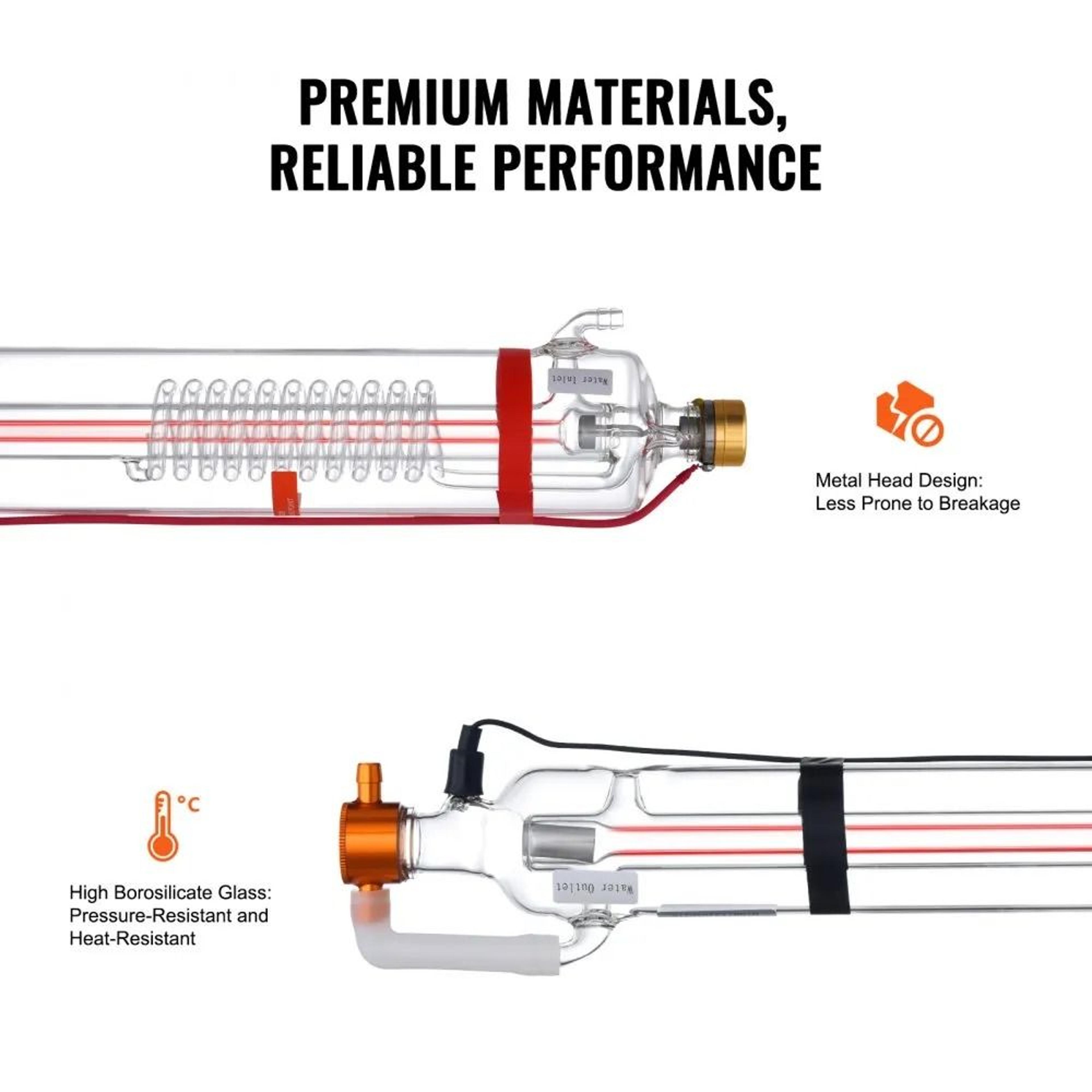 90W CO2 Laser Tube 492 Inch Borosilicate Glass Replacement Tube For Engraving And Cutting 4