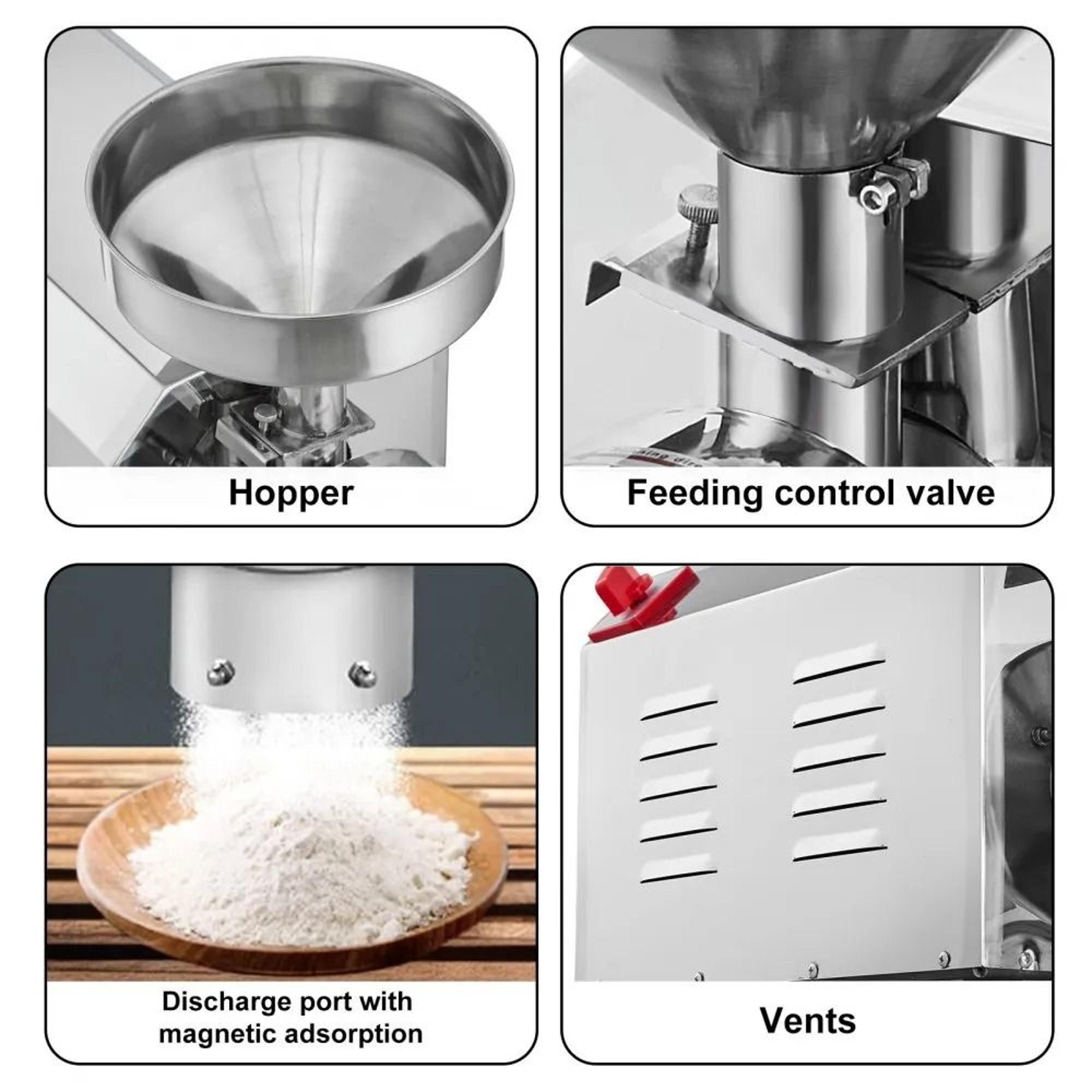 Commercial Grain Grinder 2200W Stainless Steel Mill With Adjustable 0 To 50 Mesh Fineness 4