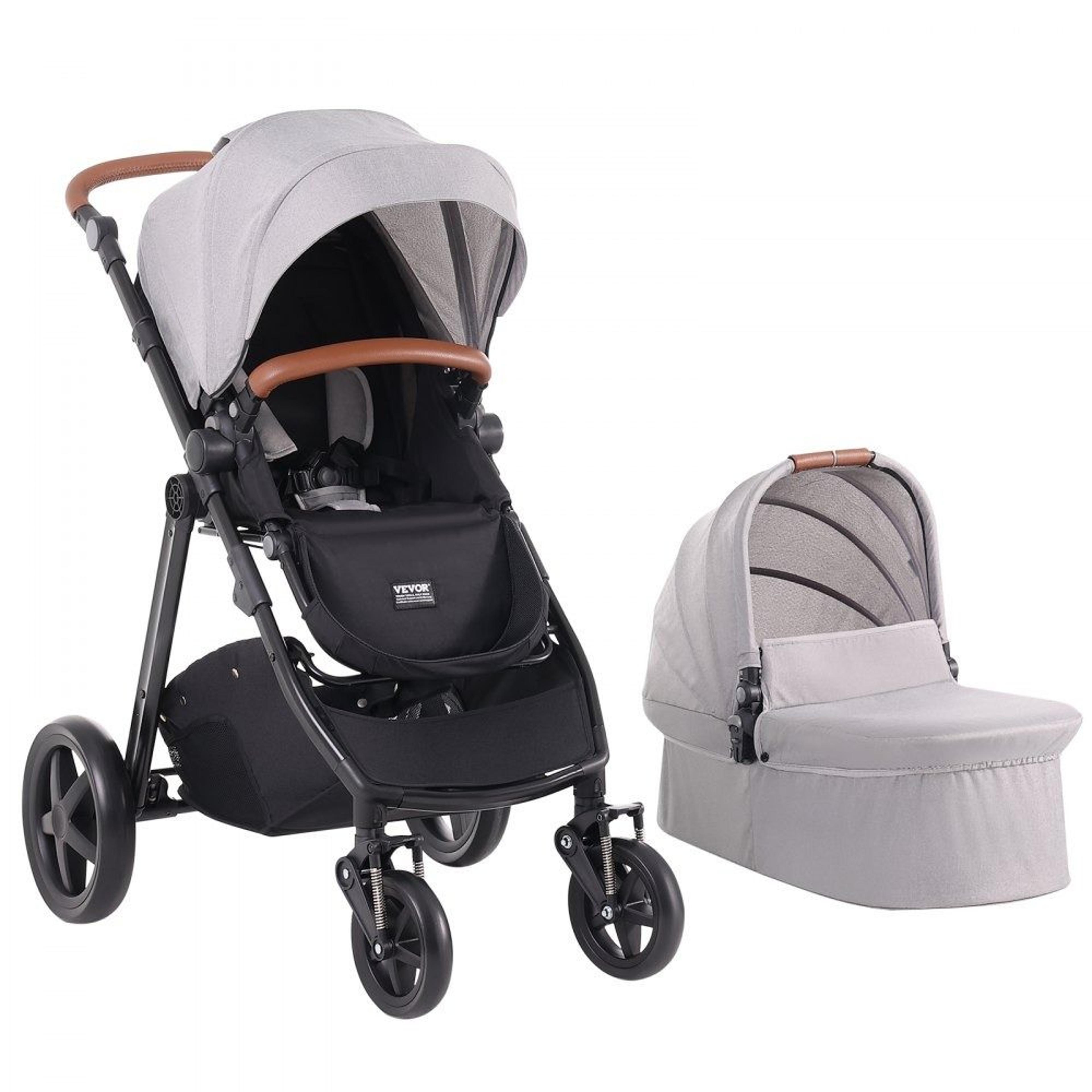 2 in 1 baby stroller with convertible bassinet reversible seat and one hand fold