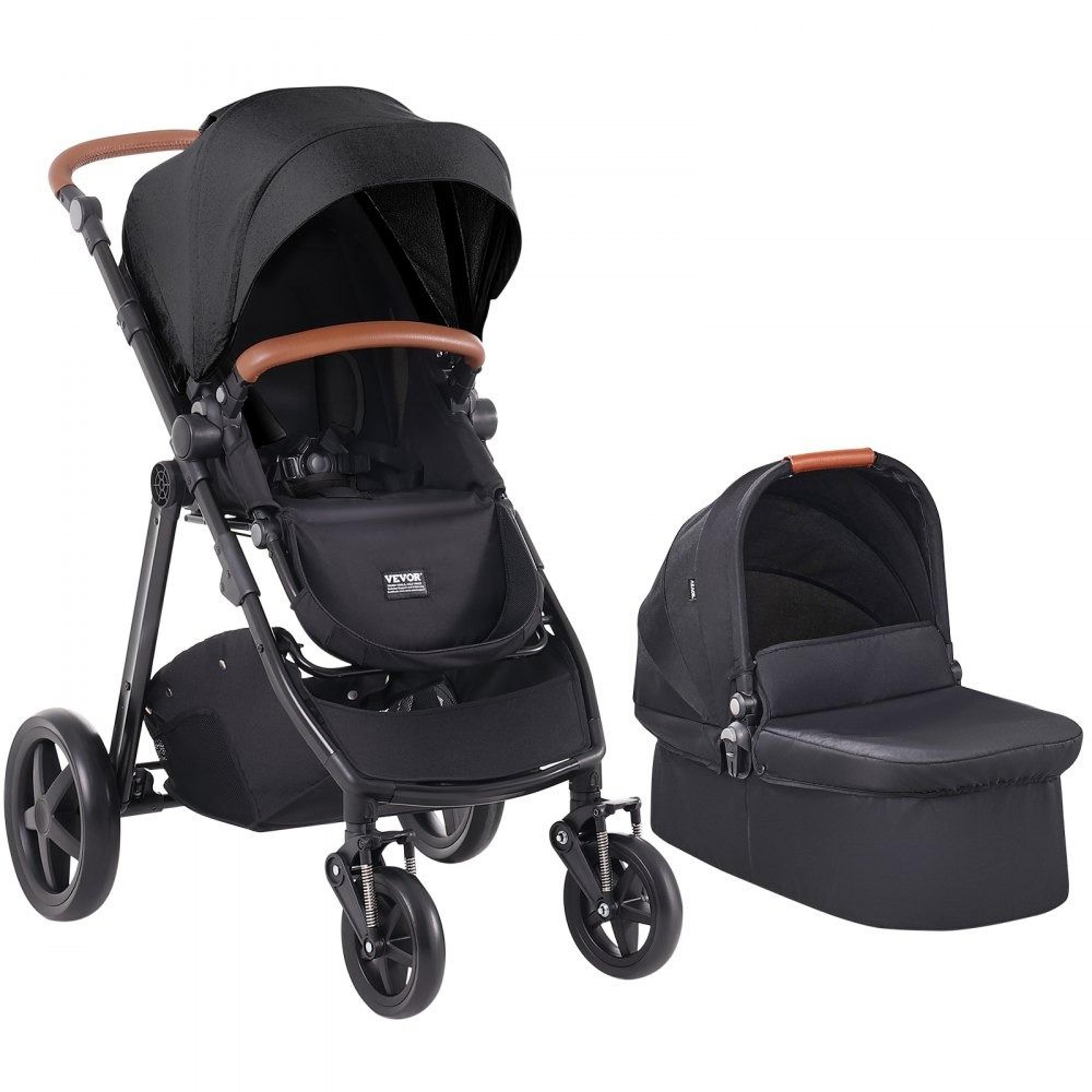 baby stroller with convertible bassinet reversible seat and one hand fold