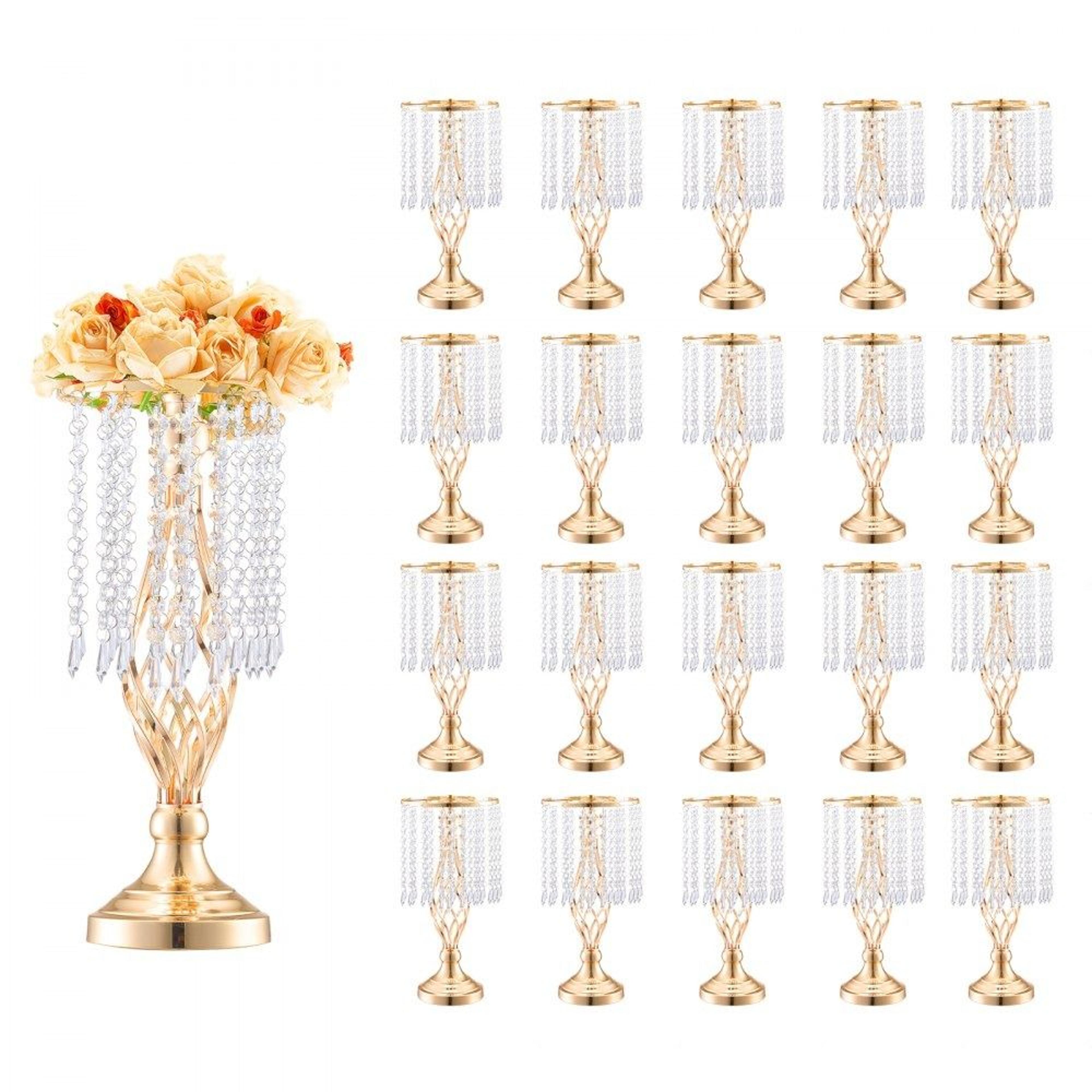 crystal wedding flower stand set with gold carbon steel floral display holders