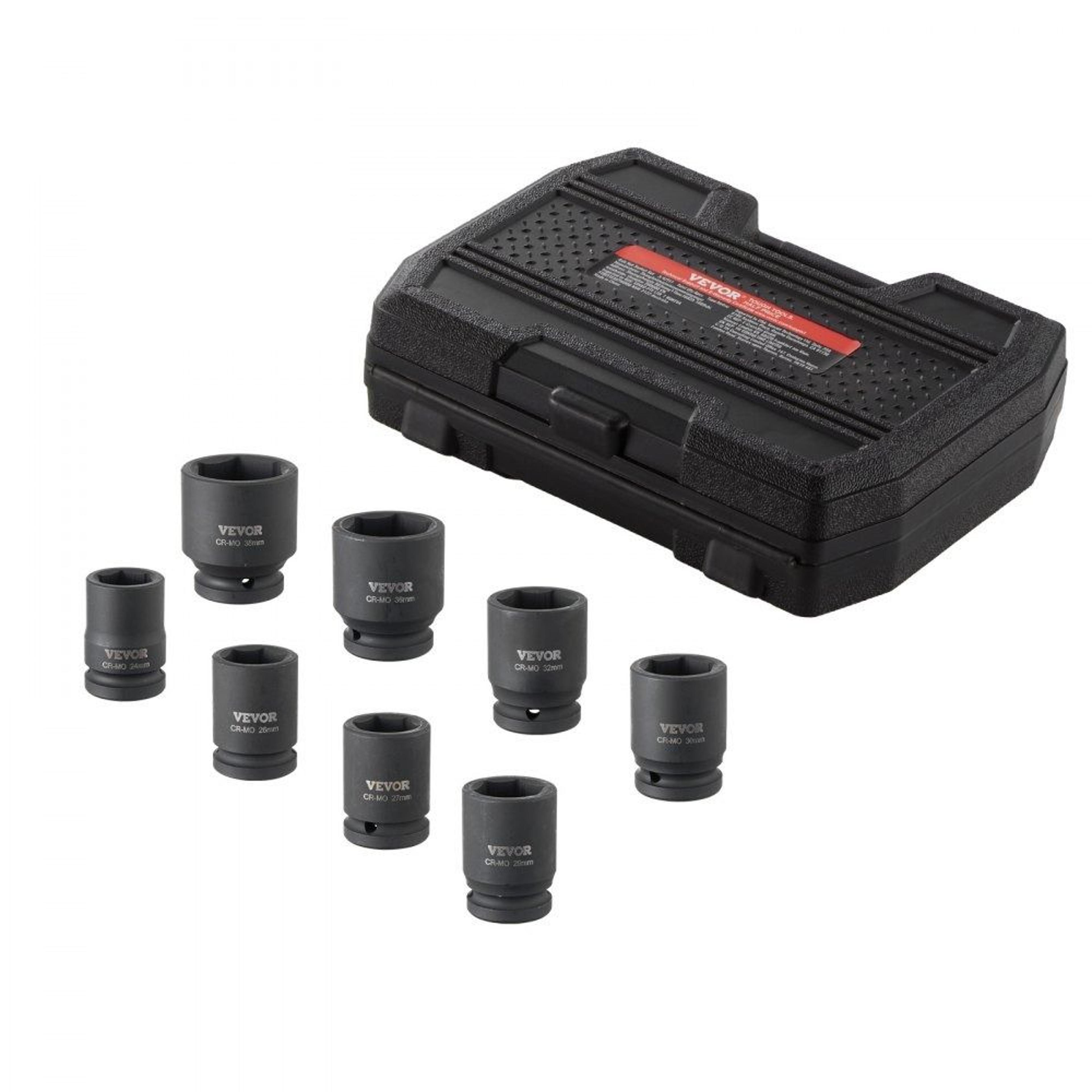 axle nut impact socket set 3/4 inch drive 8 piece metric cr mo steel socket set with case