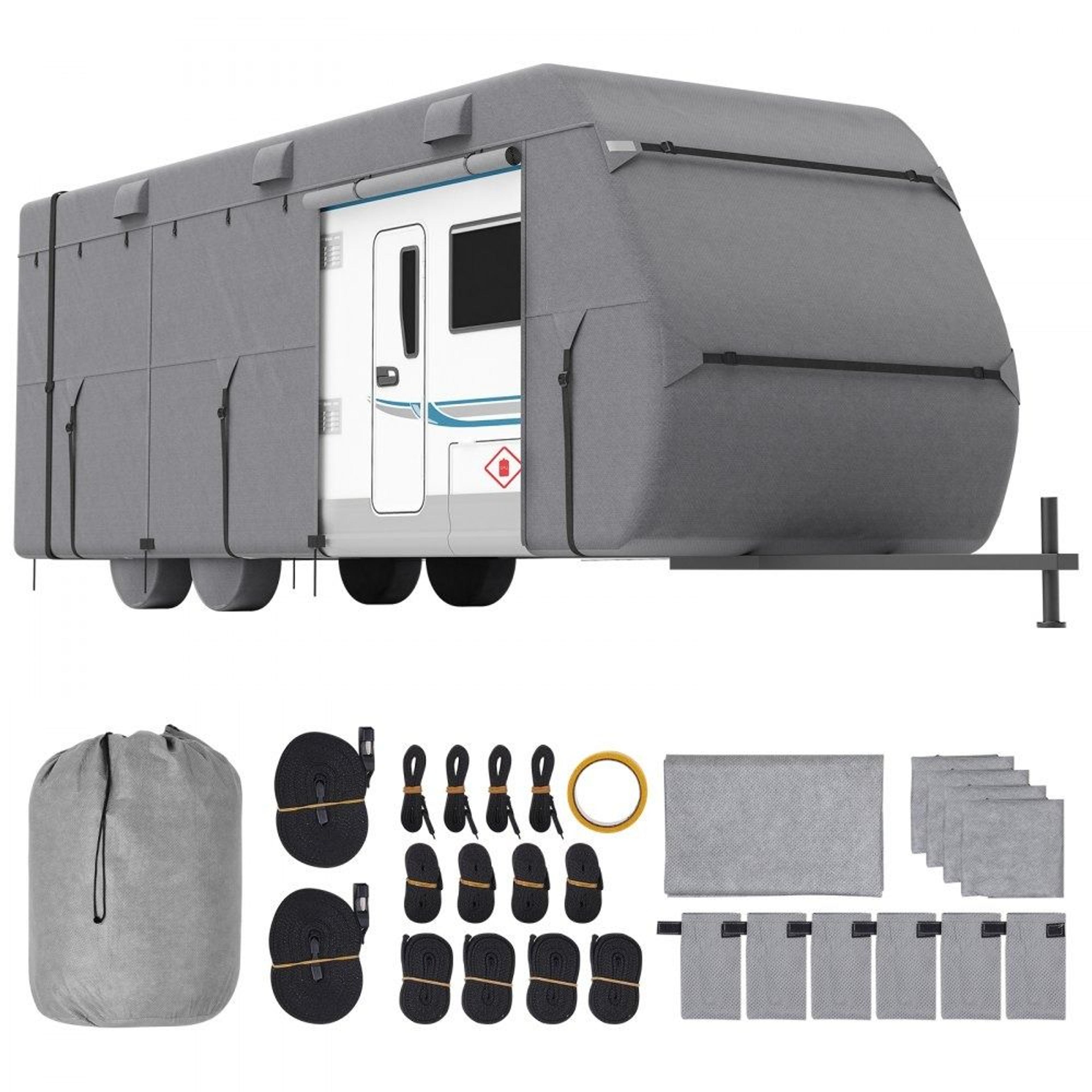 22-24 ft rv cover 4 layer waterproof non woven travel trailer cover with tire covers and storage bag