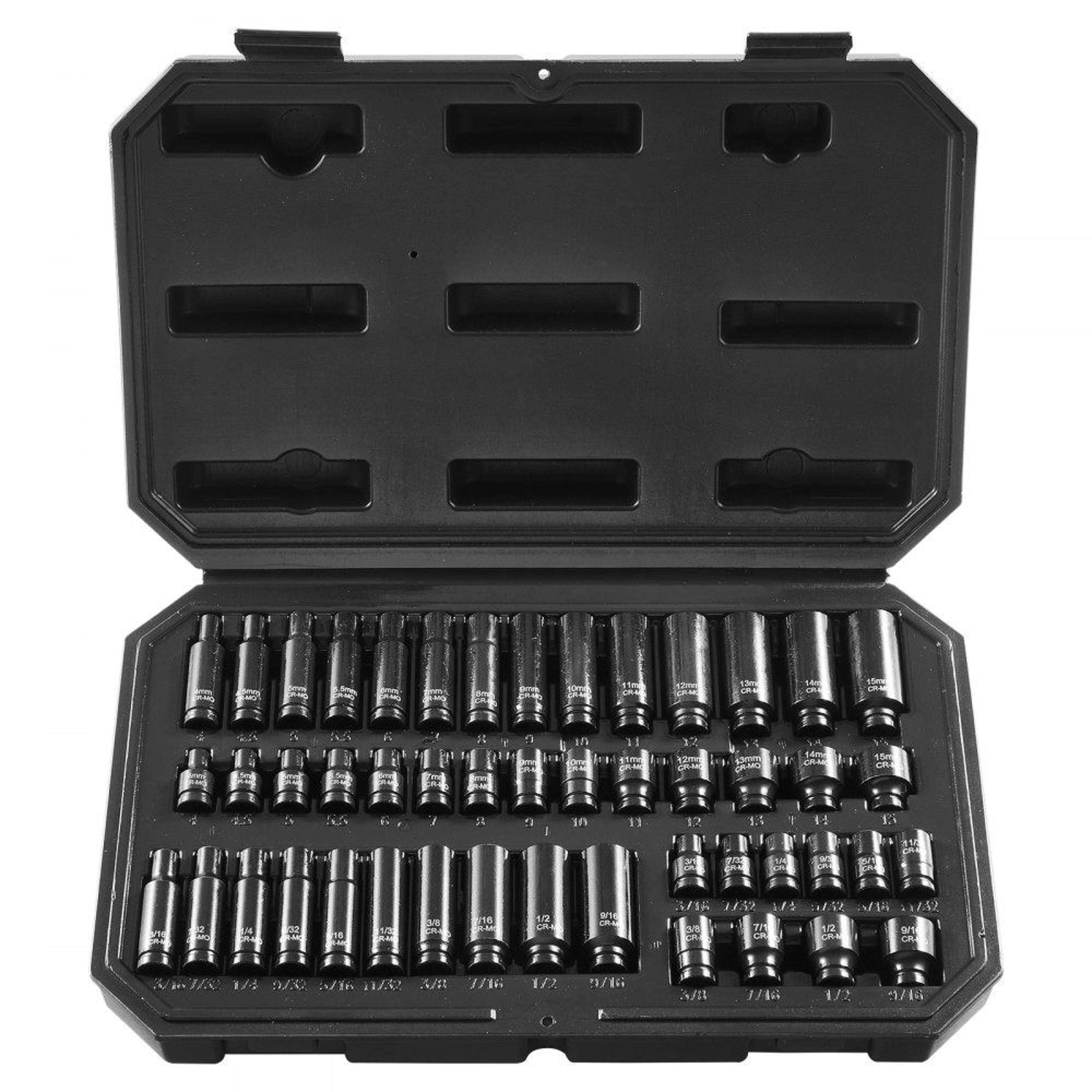 1/4 inch drive impact socket set 48 piece cr mo alloy steel deep socket kit with organizer