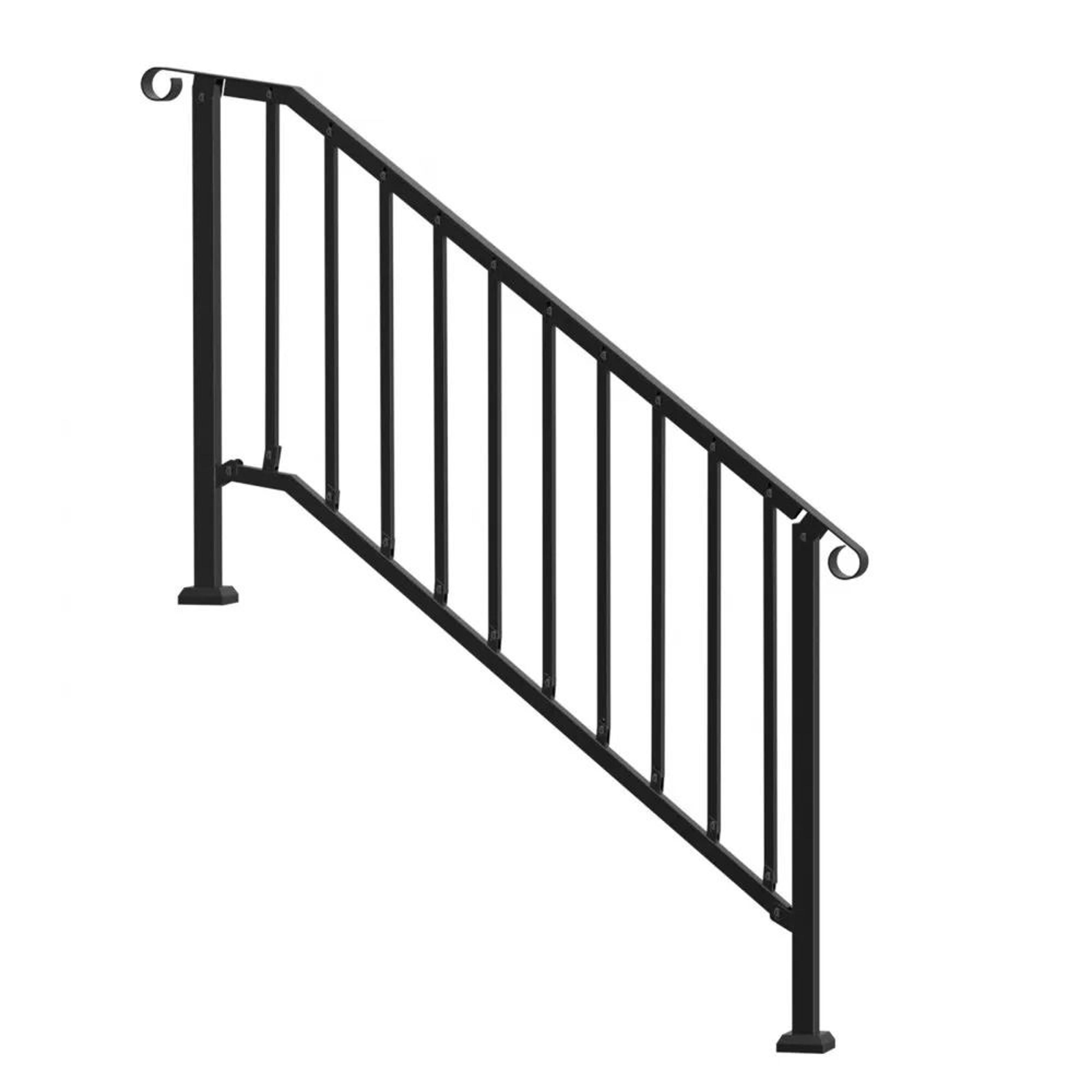5 step outdoor handrail kit carbon steel stair railing with installation hardware for porch deck and concrete steps