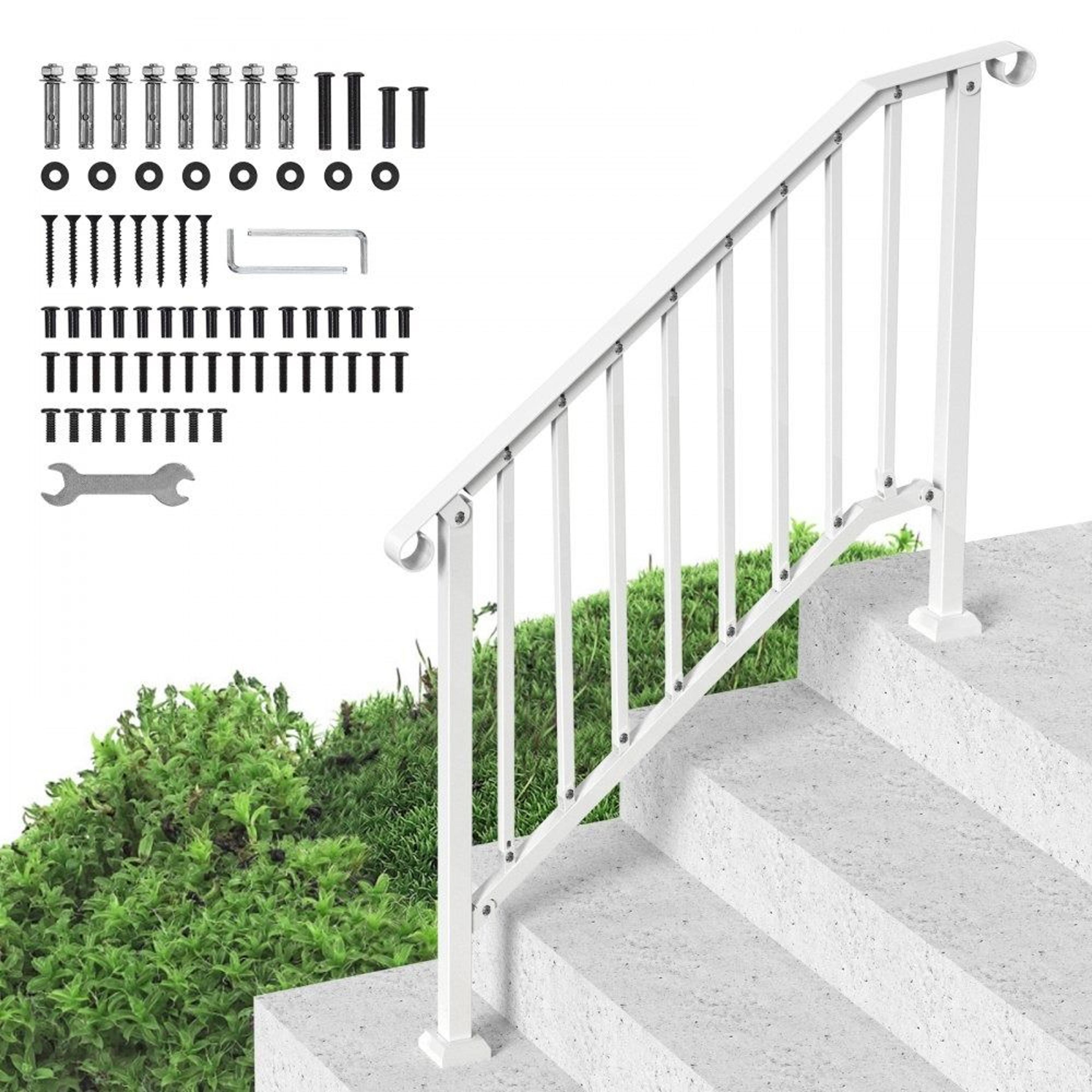 outdoor step handrail 3-4 step carbon steel stair railing kit with installation hardware