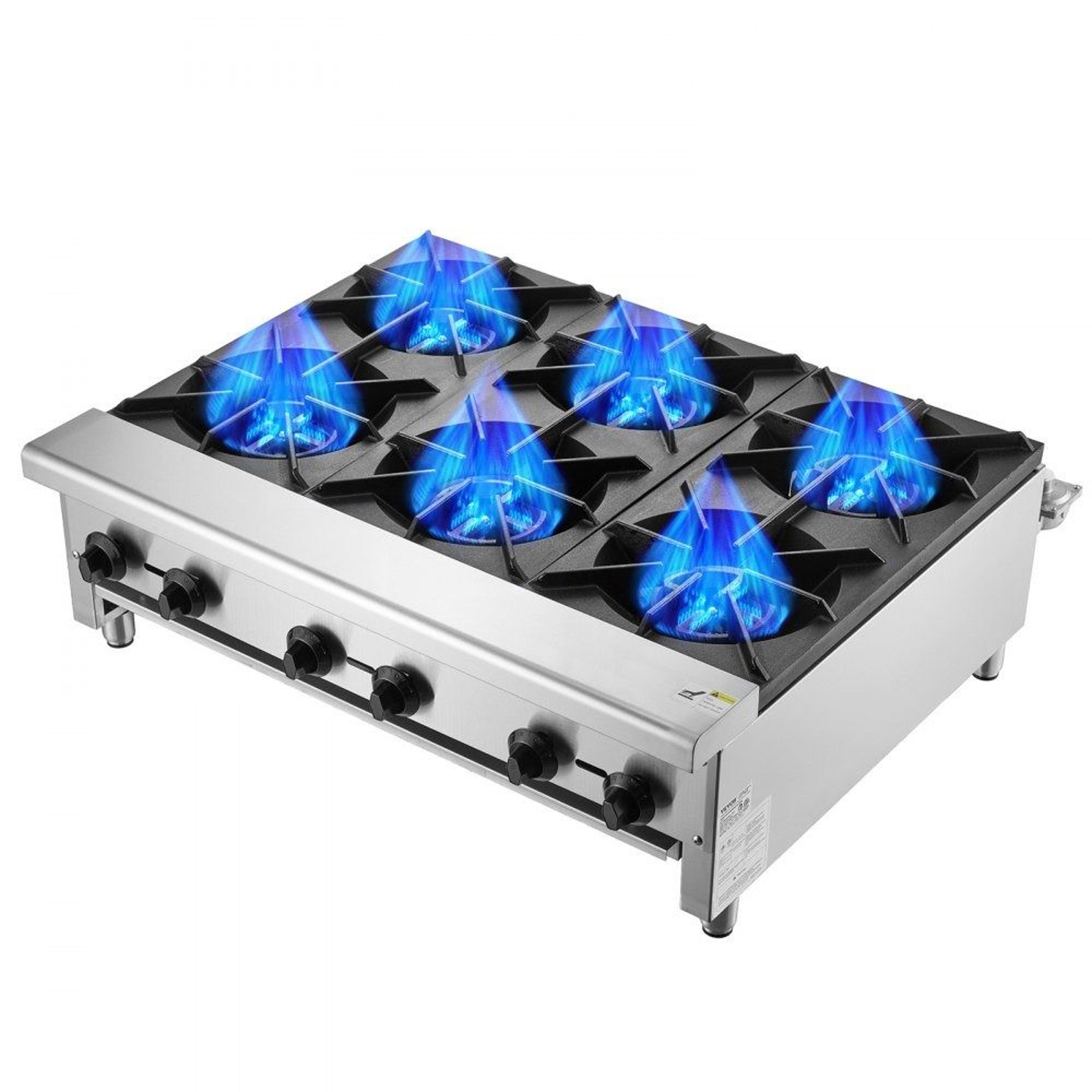 commercial gas stove 6 burner 168000 btu stainless steel natural gas and propane range