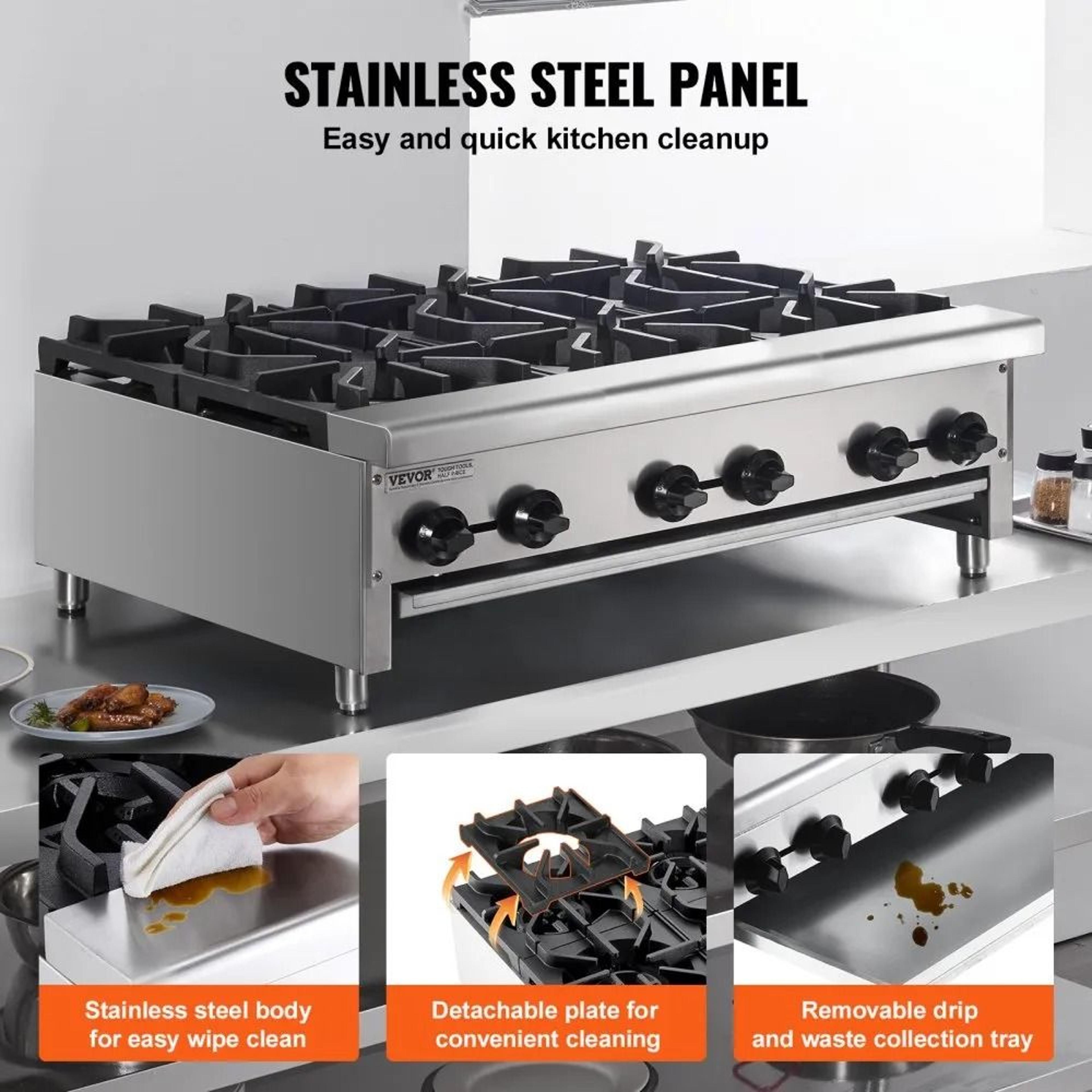 Commercial Gas Stove 6 Burner 168000 BTU Stainless Steel Natural Gas And Propane Range 2