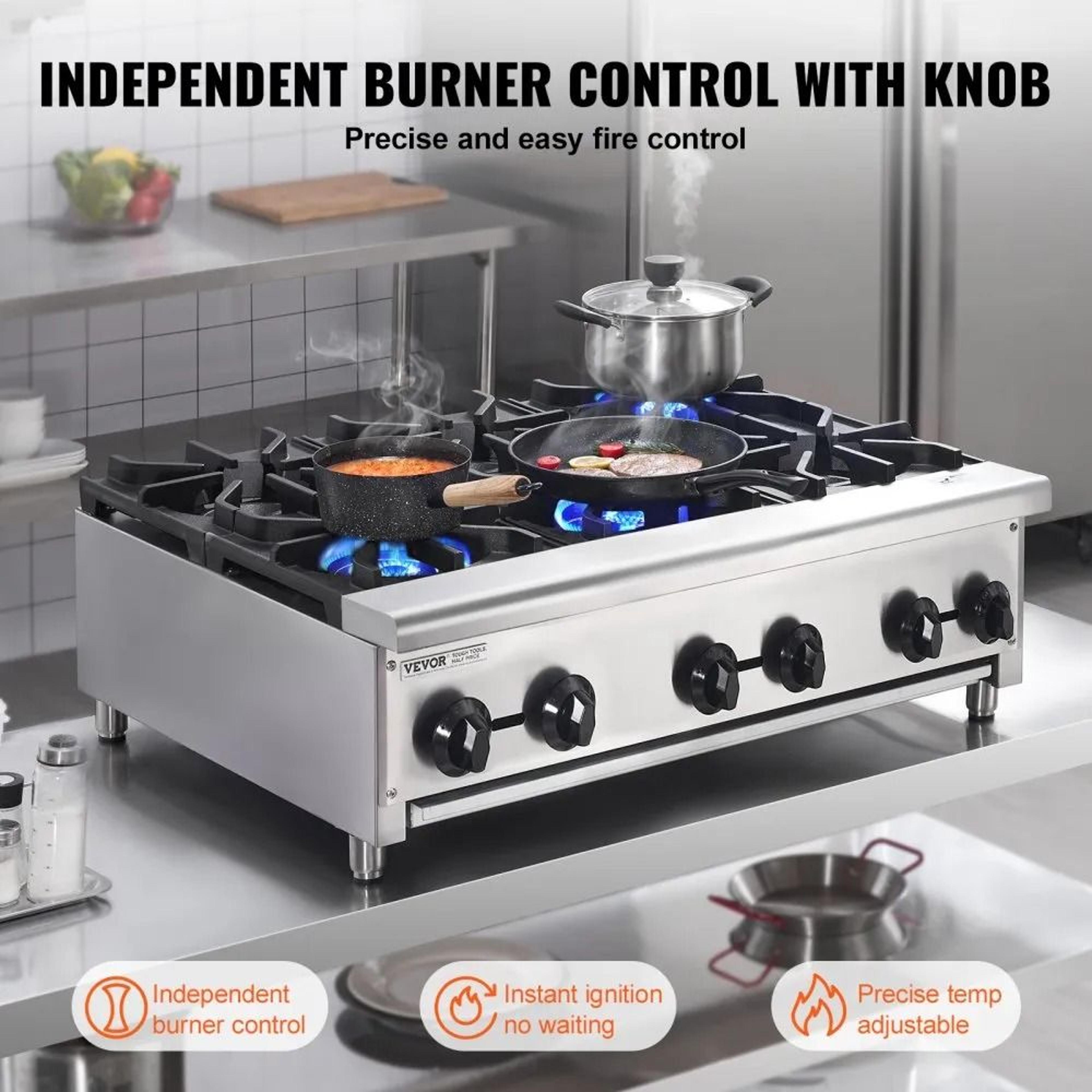 Commercial Gas Stove 6 Burner 168000 BTU Stainless Steel Natural Gas And Propane Range 3