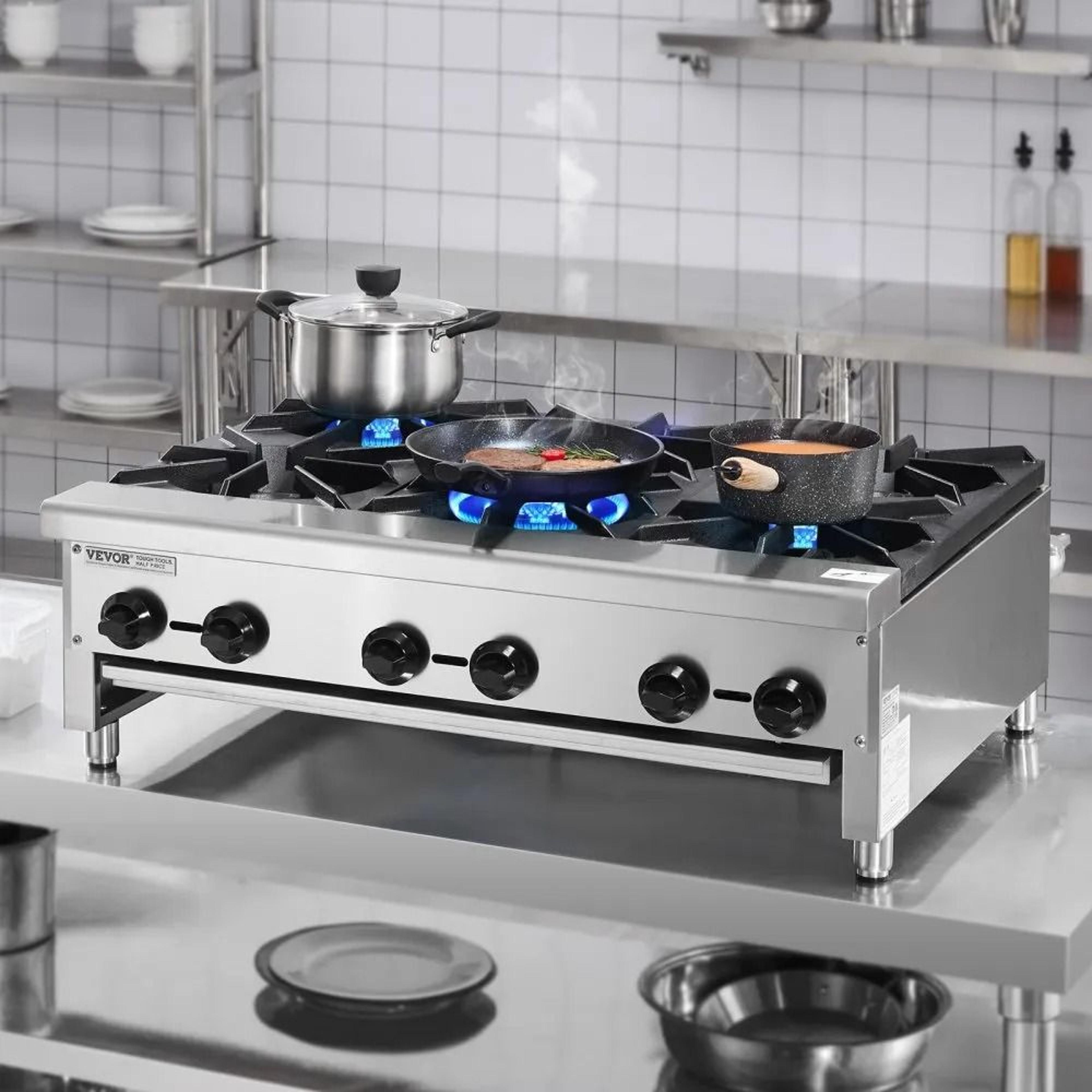Commercial Gas Stove 6 Burner 168000 BTU Stainless Steel Natural Gas And Propane Range 6