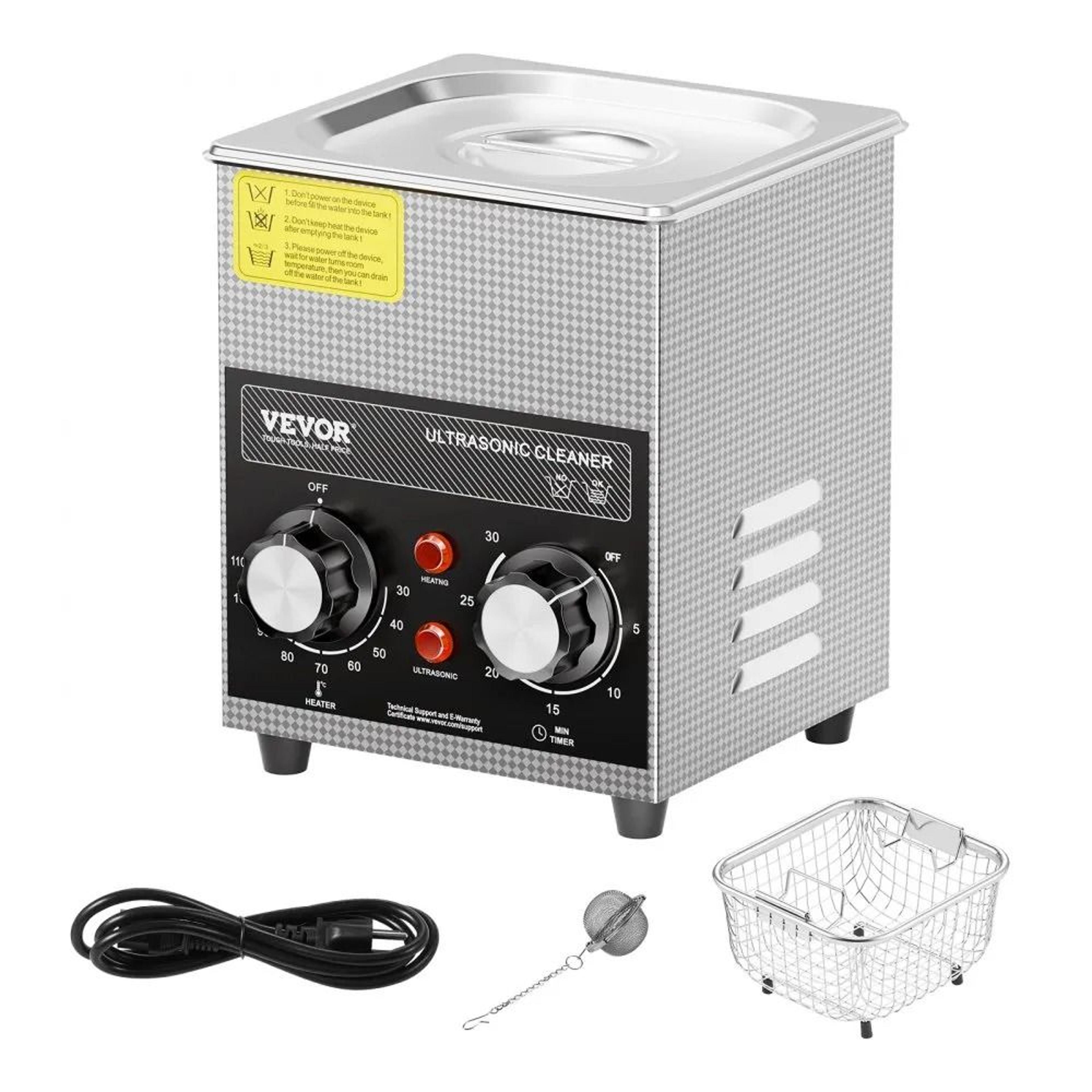 2l ultrasonic cleaner with heater and timer 40khz 60w stainless steel cleaning machine