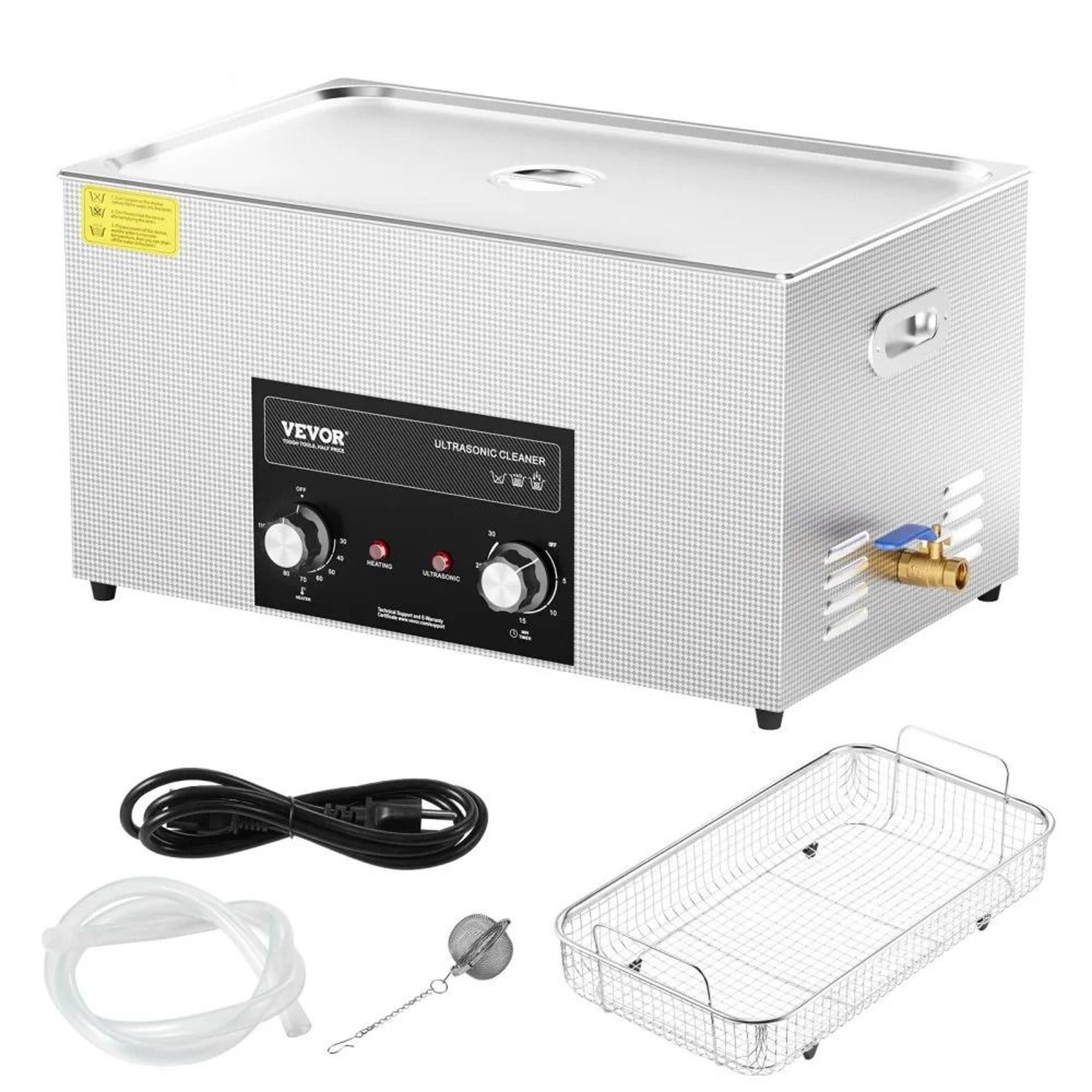 22l ultrasonic cleaner with heater 40khz 480w digital timer and stainless steel basket