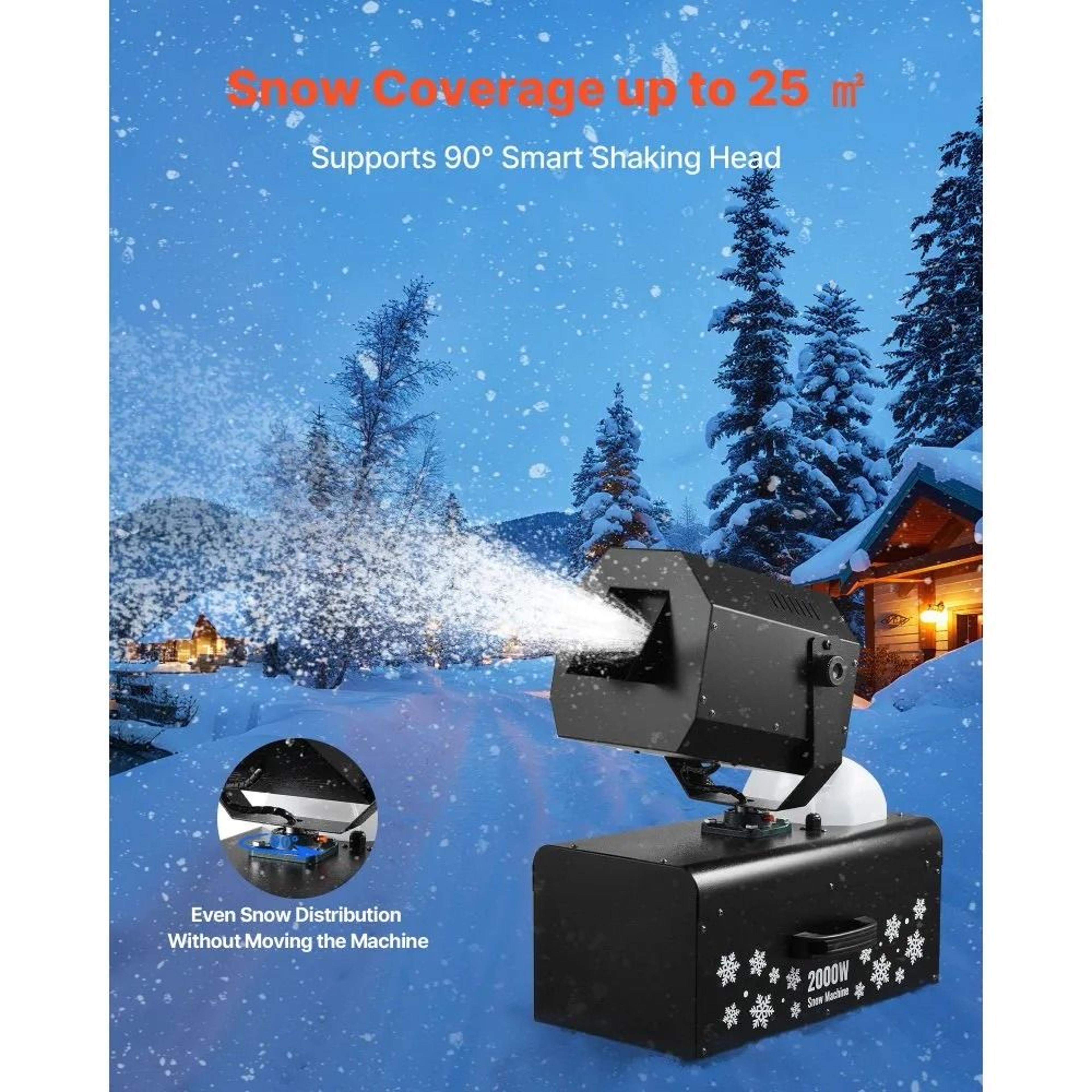 2000W Snow Machine With 90 Degree Oscillation 5L Tank And Remote Controls 1
