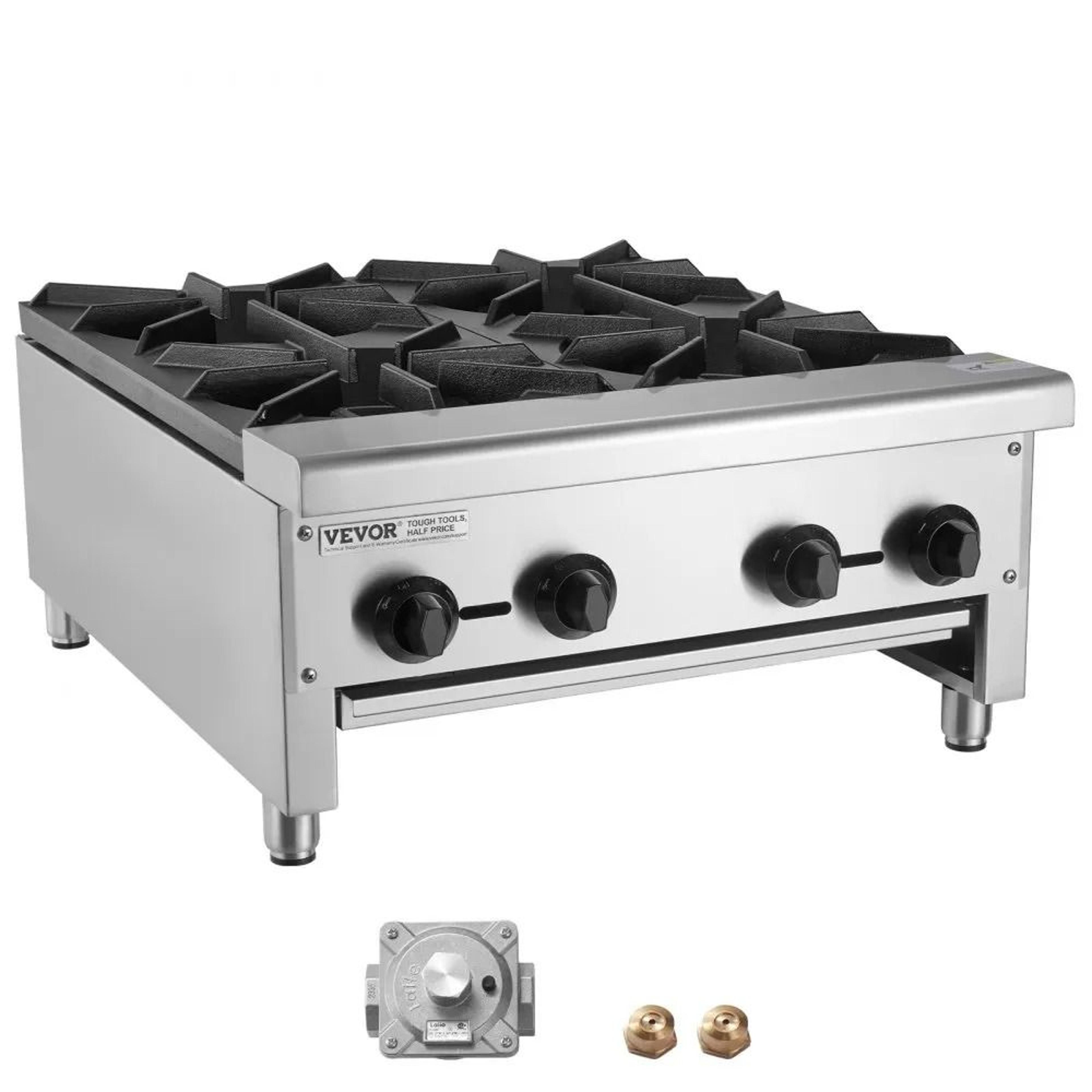 Commercial 4 Burner Gas Stove 112000 BTU Stainless Steel Countertop Range 7