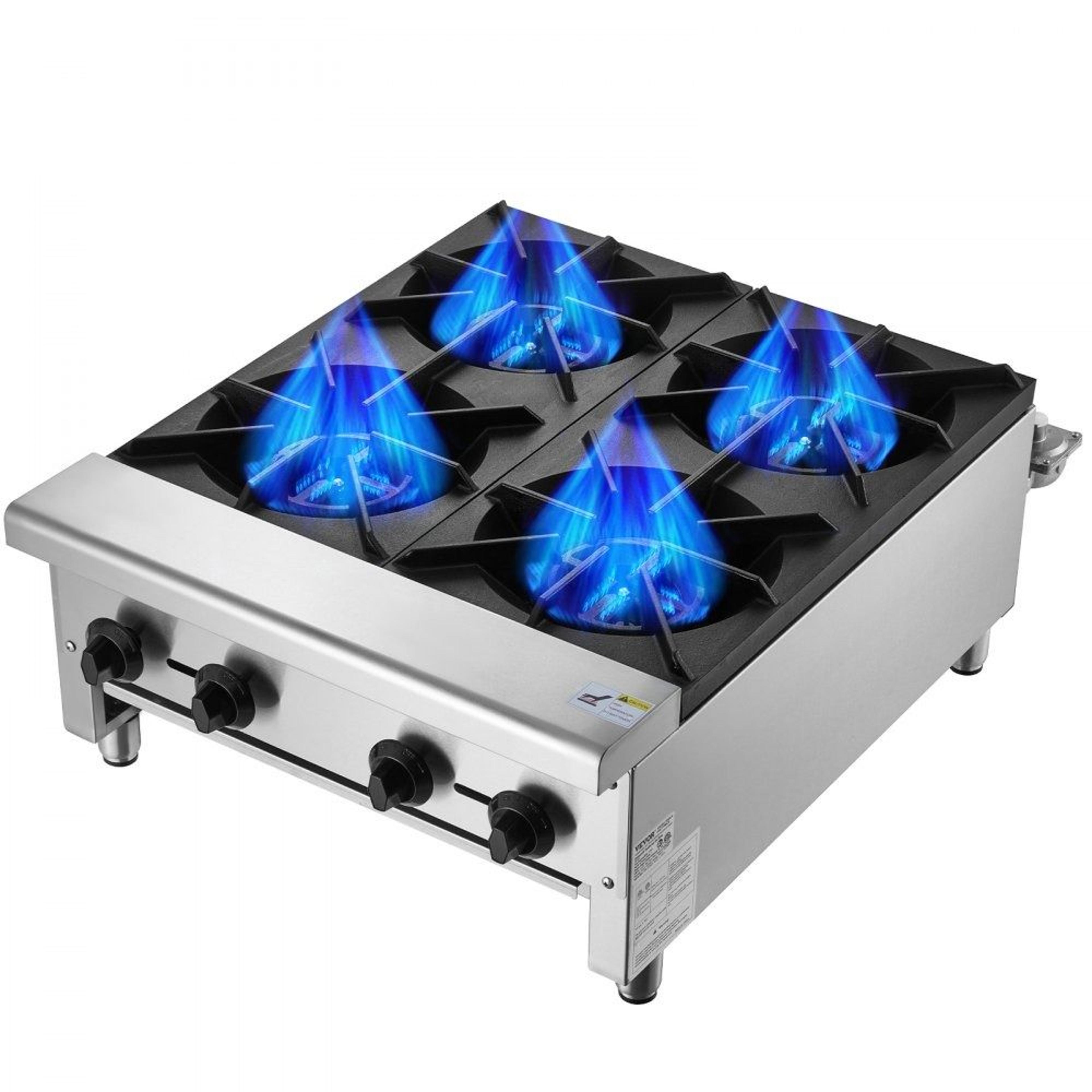 commercial 4 burner gas stove 112000 btu stainless steel countertop range
