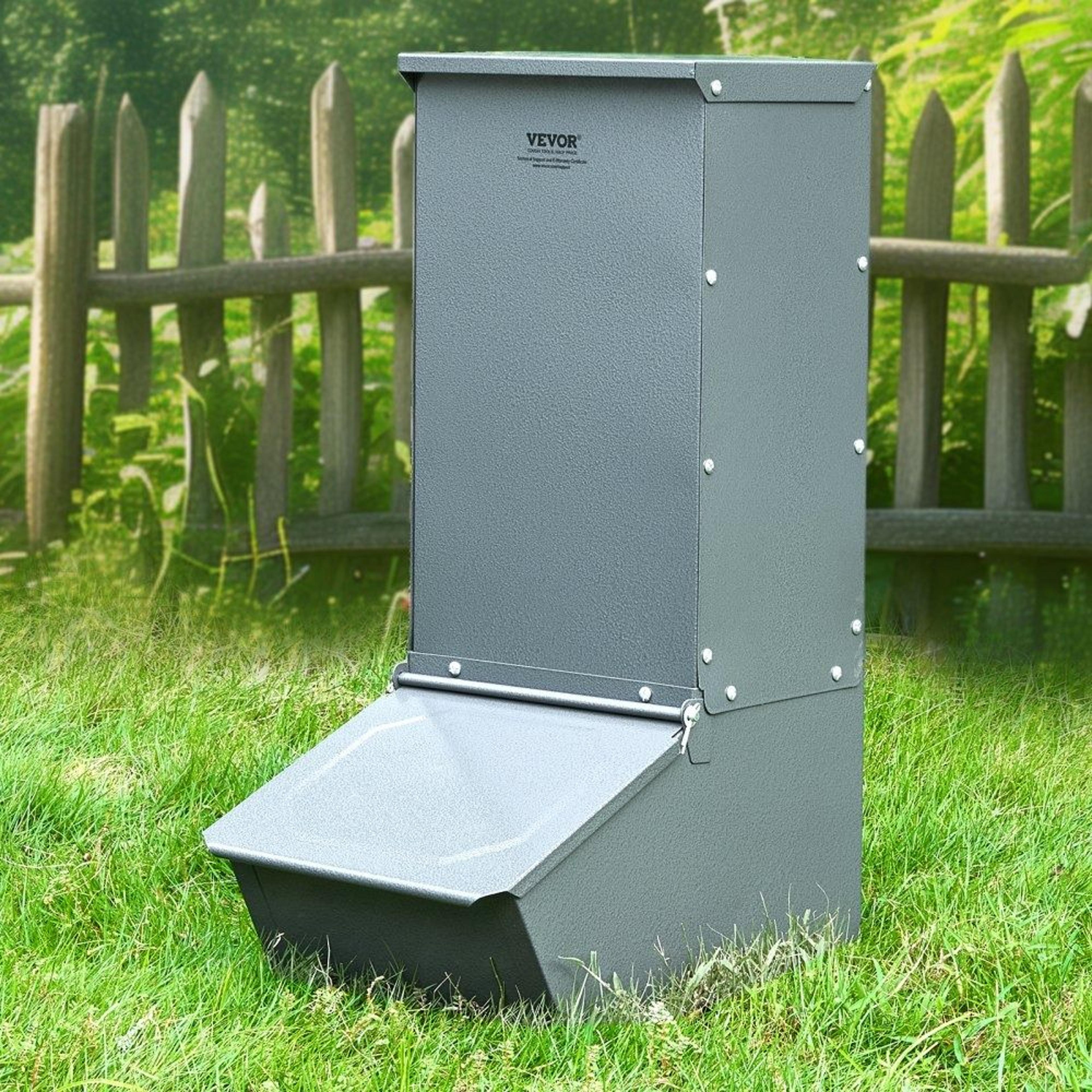 Galvanized Steel Hog Feeder 22 Bushel 20 Gallon Capacity Single Door Livestock Feeder 5