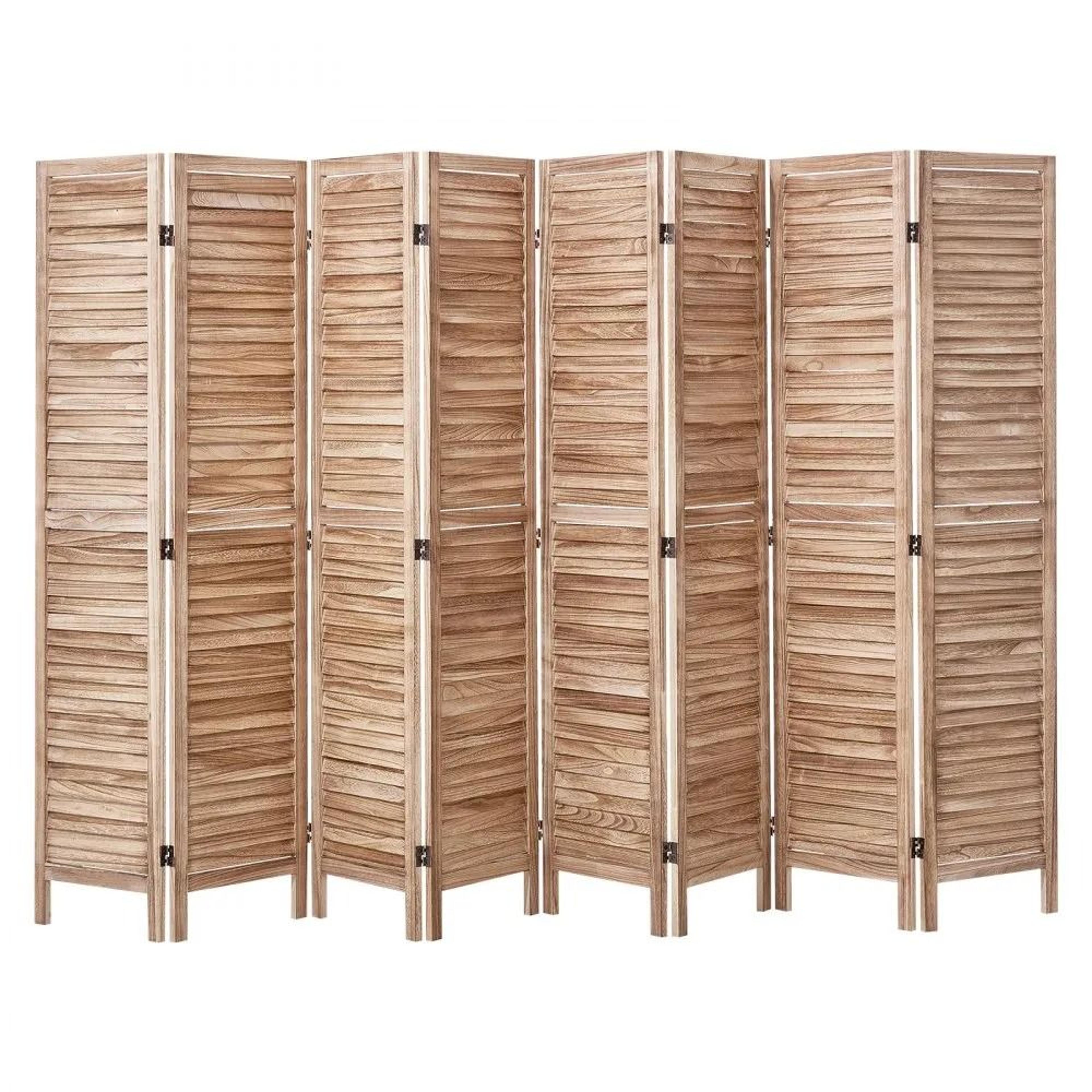 8 panel wood room divider 66.9 inch tall folding privacy screen with louvered design