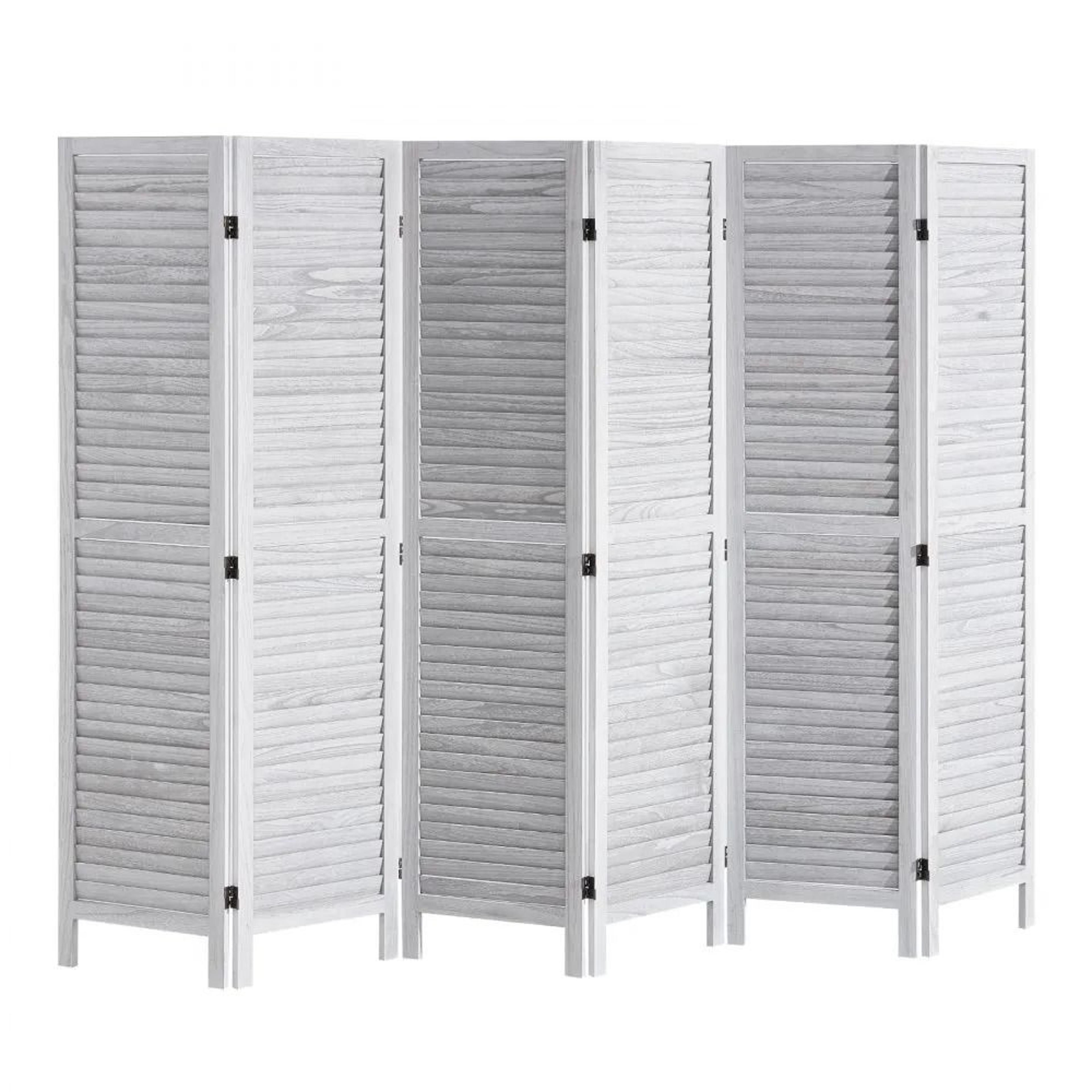 6 panel wood room divider 66.9 inch tall folding privacy screen with louvered design