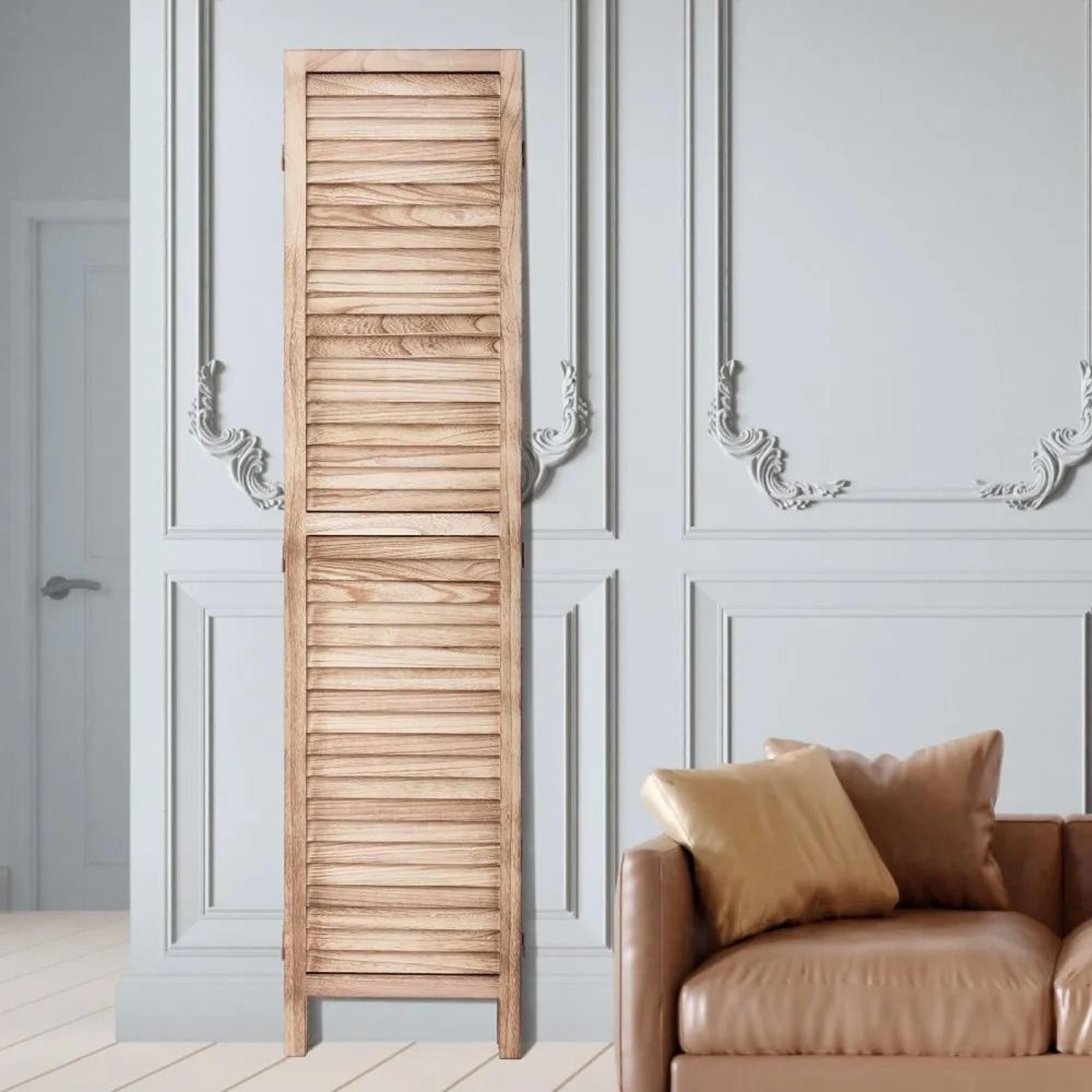 Wood Room Divider 669 Inch Tall Folding Privacy Screen With Louvered Design 6