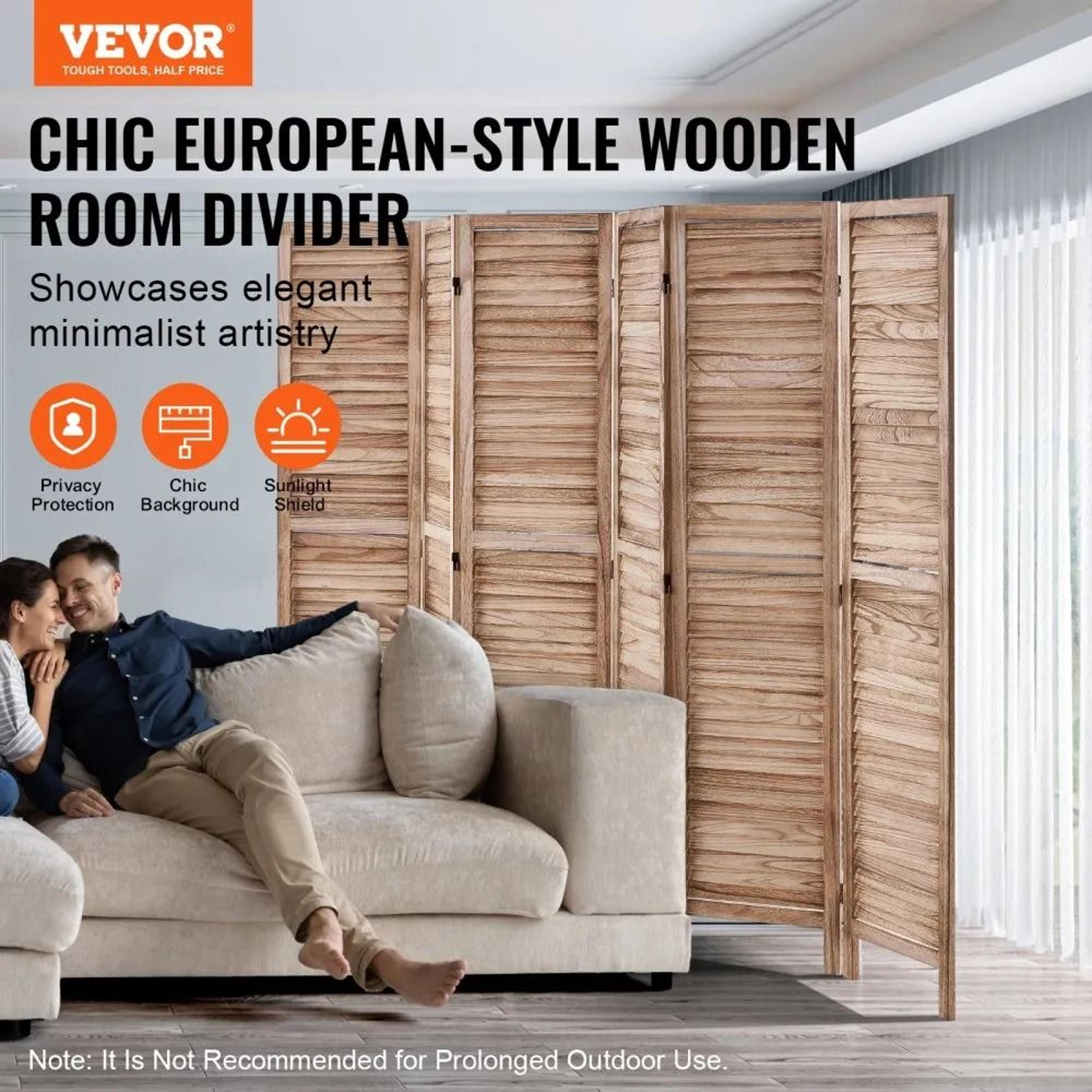 Wood Room Divider 669 Inch Tall Folding Privacy Screen With Louvered Design 1