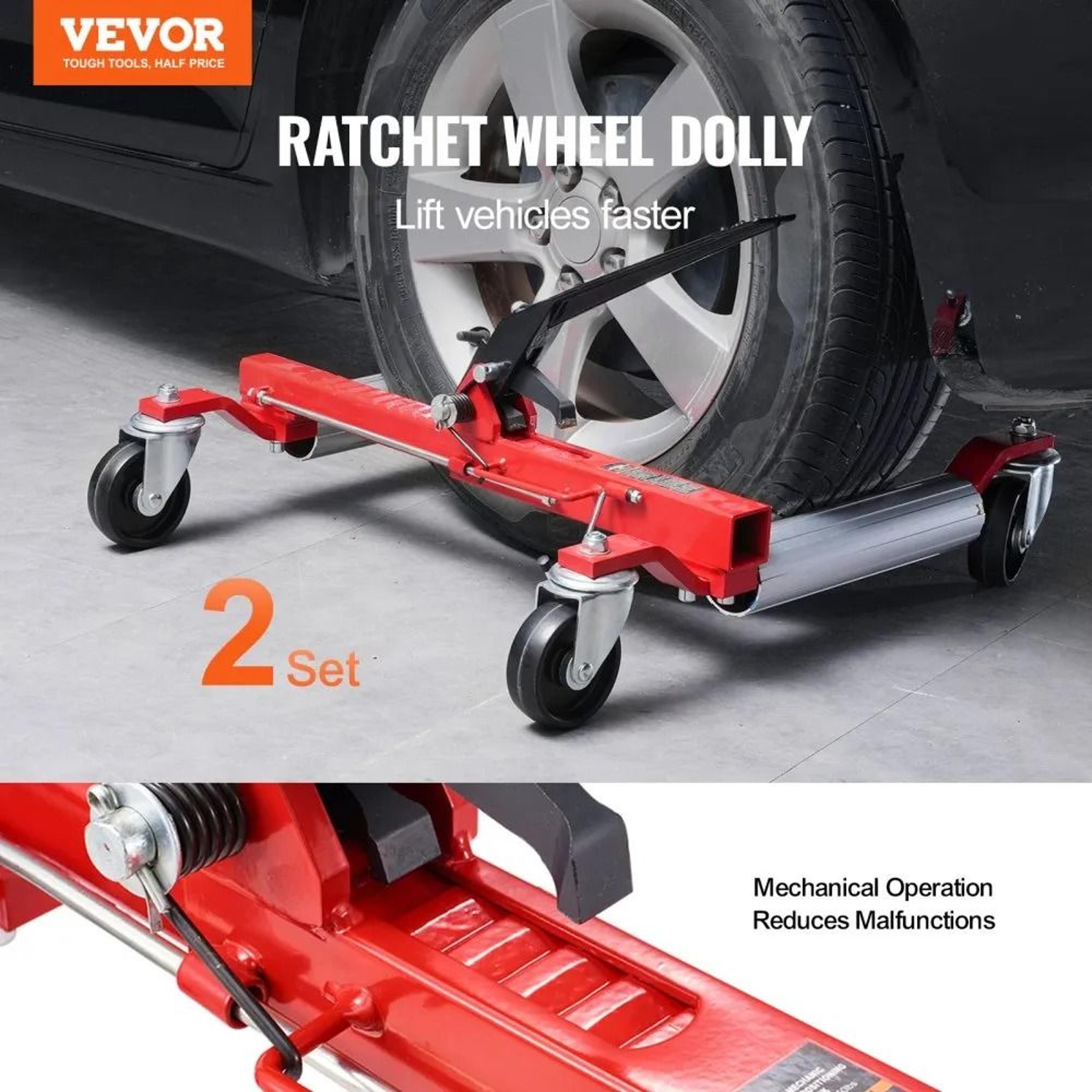 1500 Lb Wheel Dolly Set Of 2 Heavy Duty Ratchet Vehicle Positioning Dollies 2