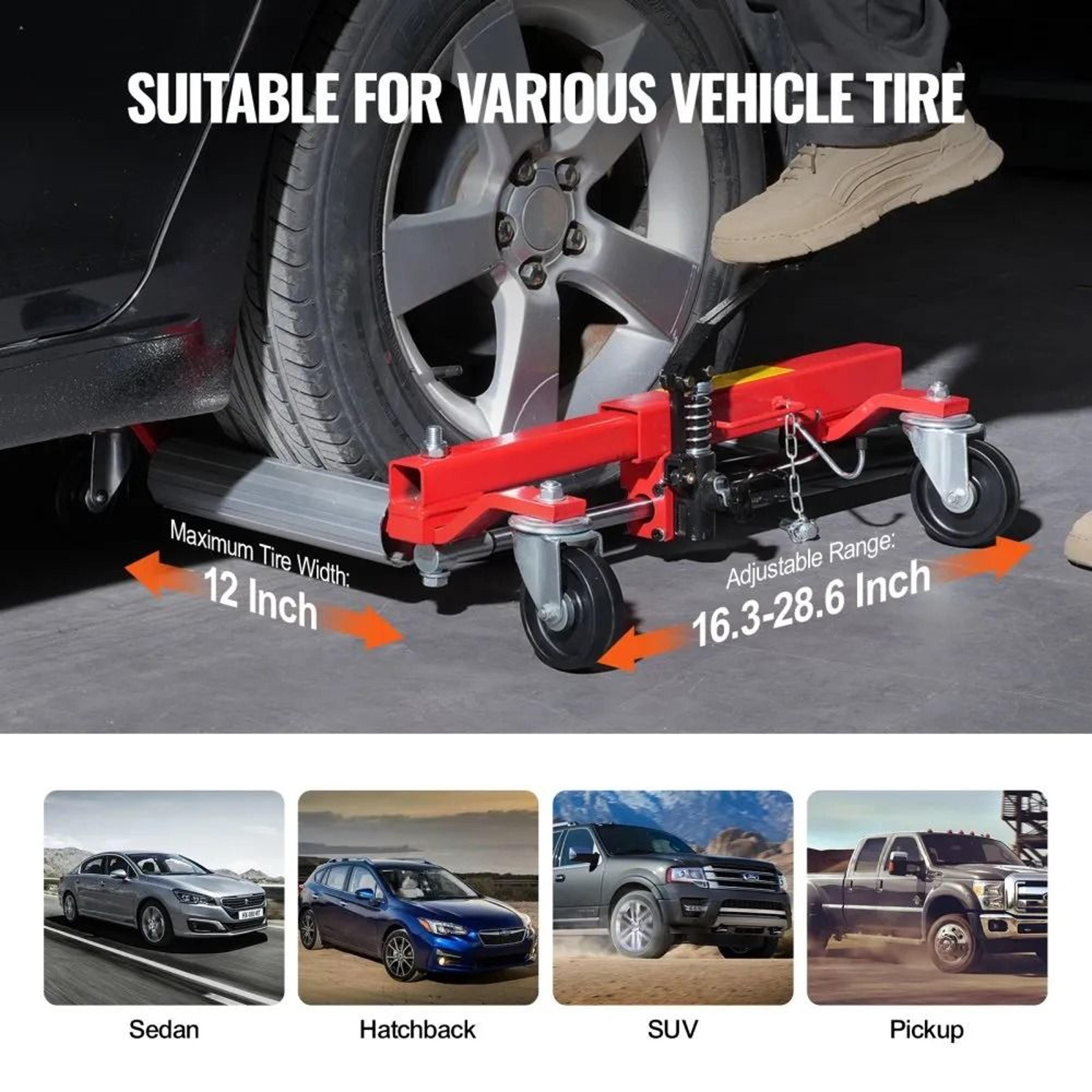 1500 Lb Hydraulic Wheel Dolly With 360 Degree Swivel Casters For Vehicle Positioning 3
