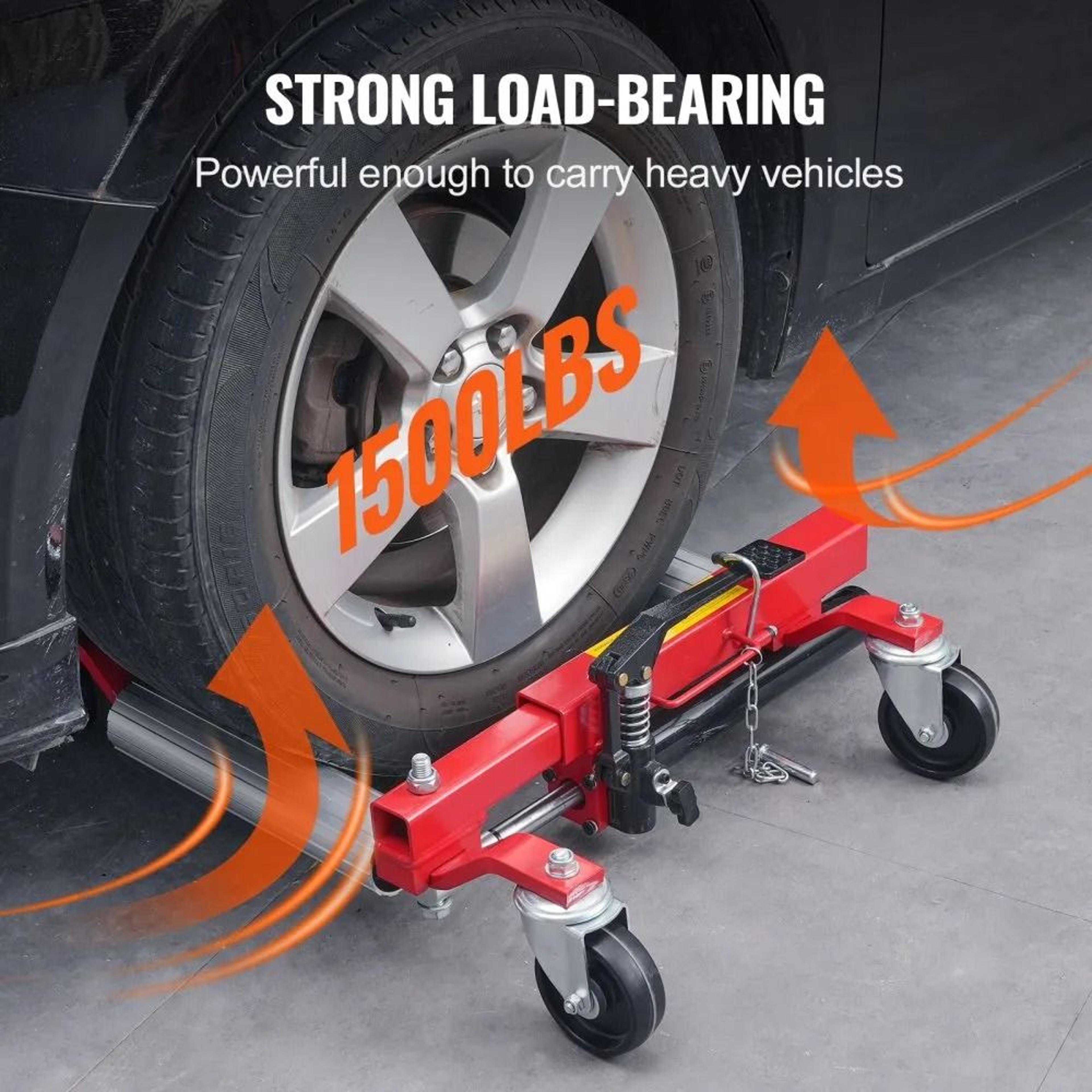 1500 Lb Hydraulic Wheel Dolly With 360 Degree Swivel Casters For Vehicle Positioning 1