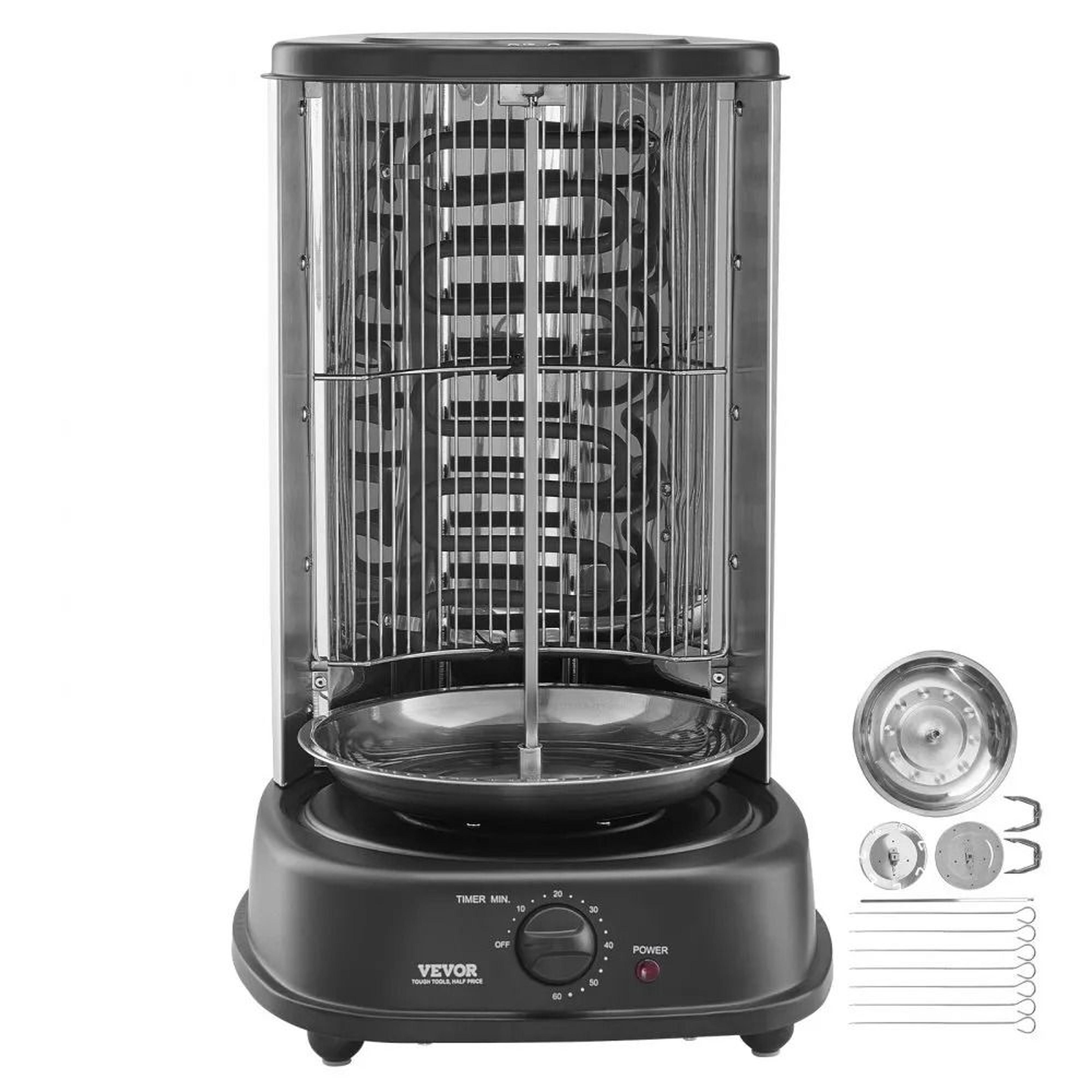 Electric Shawarma Grill Machine 1780W Vertical Gyro Rotisserie With 60 Minute Timer 8